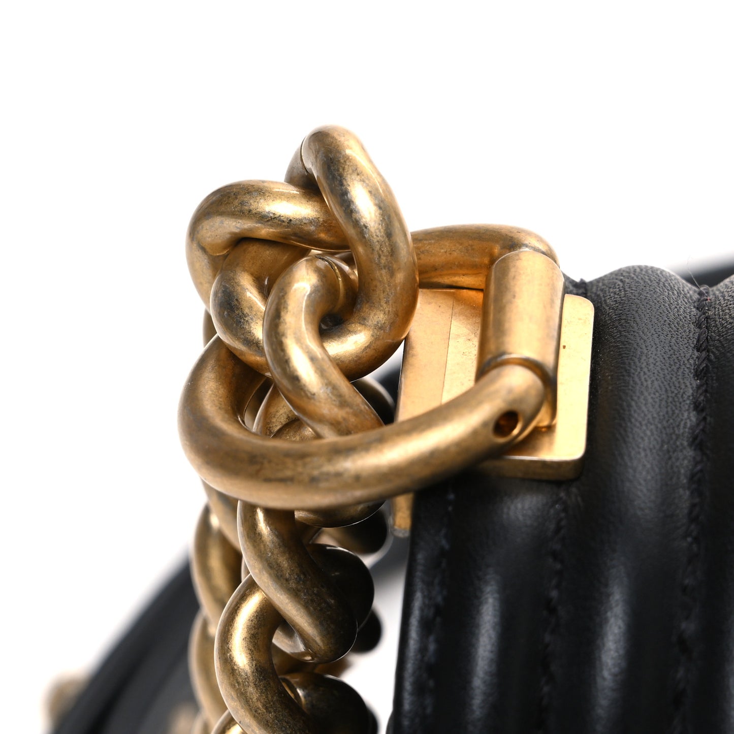 Lambskin Quilted Small Chain Around Boy Flap Black