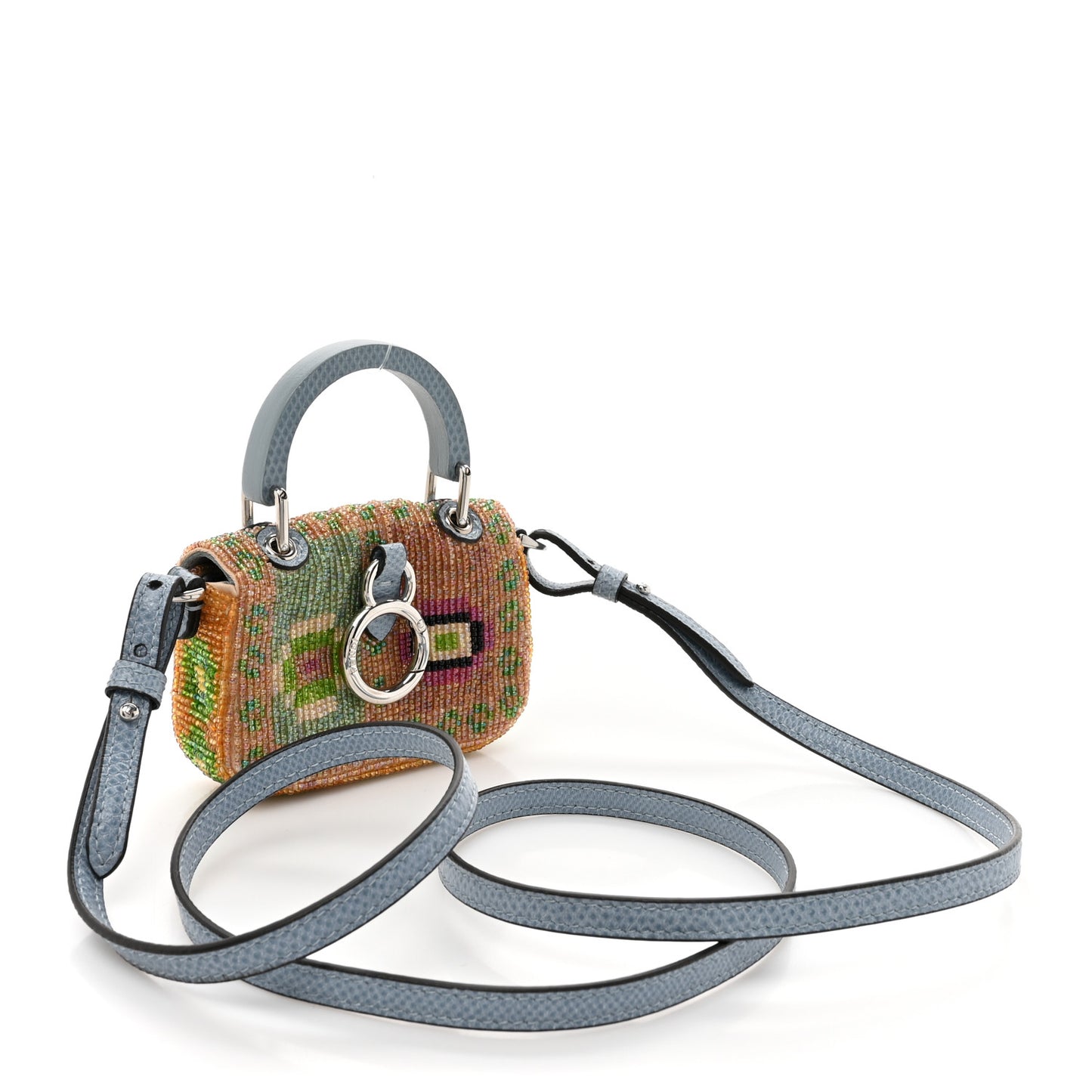 Perline Glass Karung Beaded Nano Maxi Buckle Baguette Charm Multicolor Azzurro Glicine