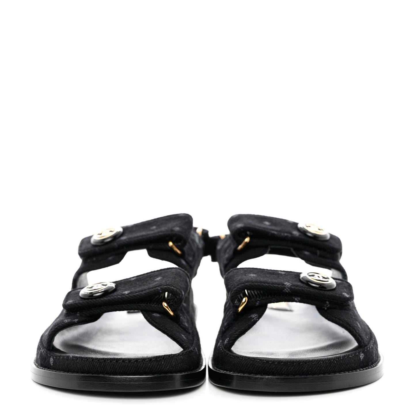Denim Printed Dad Sandals 38 Black