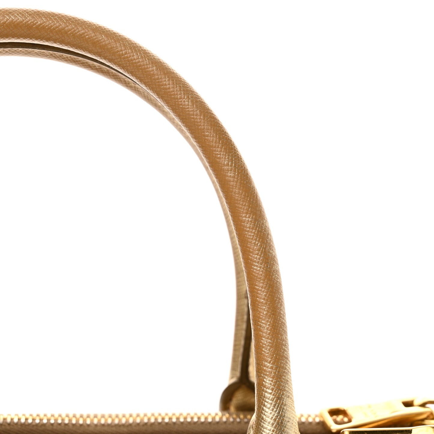 Metallic Saffiano Small Galleria Double Zip Tote Platino