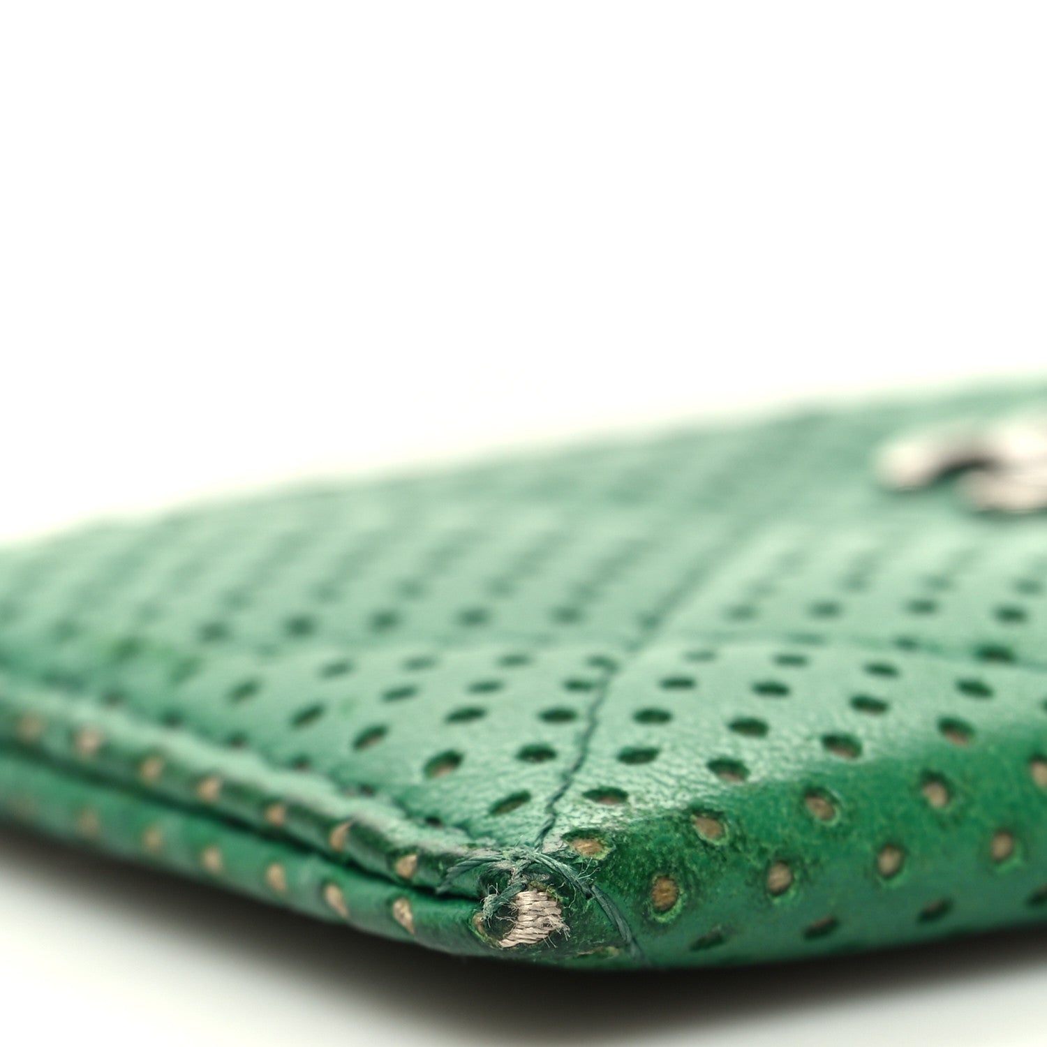 Chanel Perforated Lambskin Quilted Card Holder Green 10 of 11