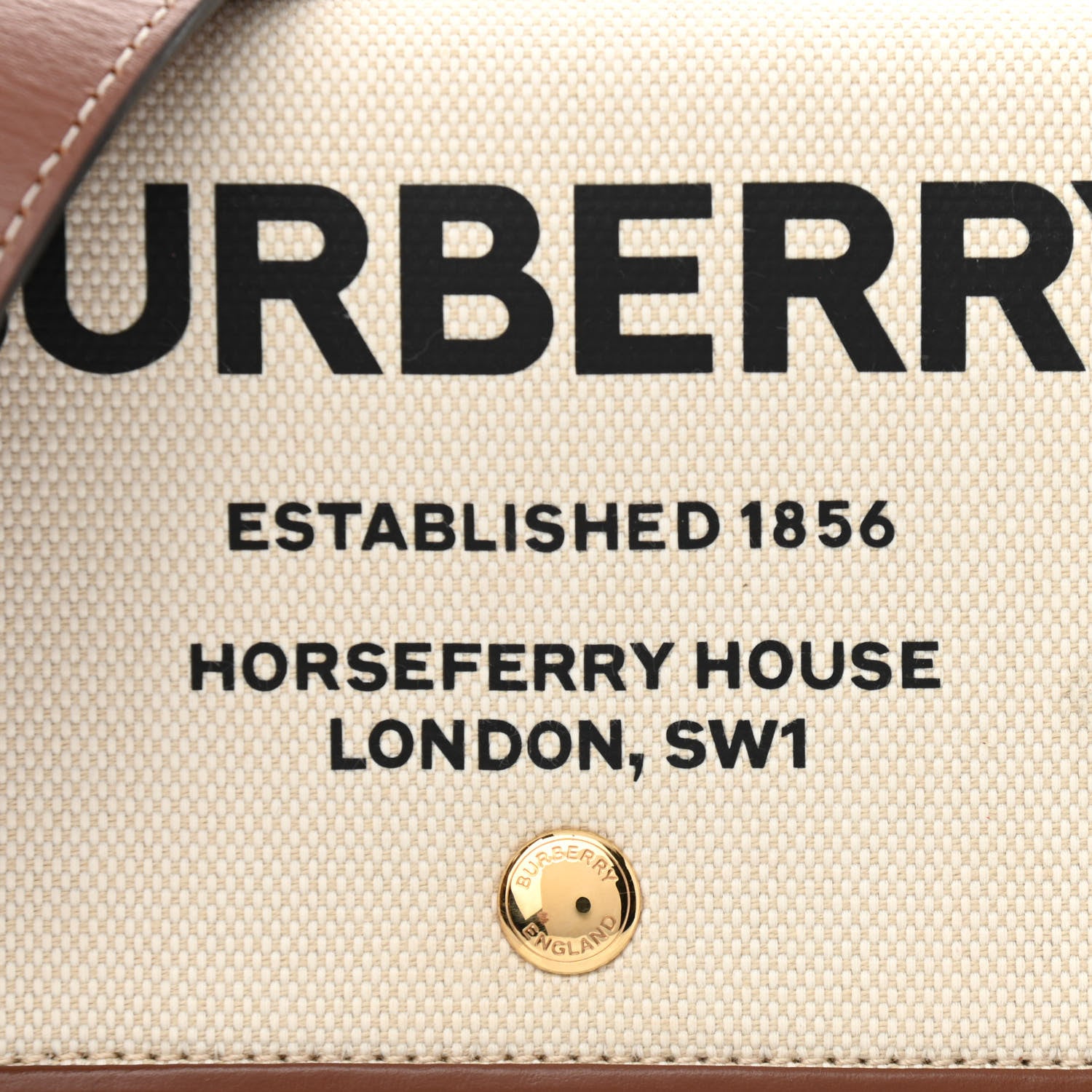 Burberry Calfskin Canvas Horseferry Print Hackberry Crossbody Bag Natural Tan 7 of 10