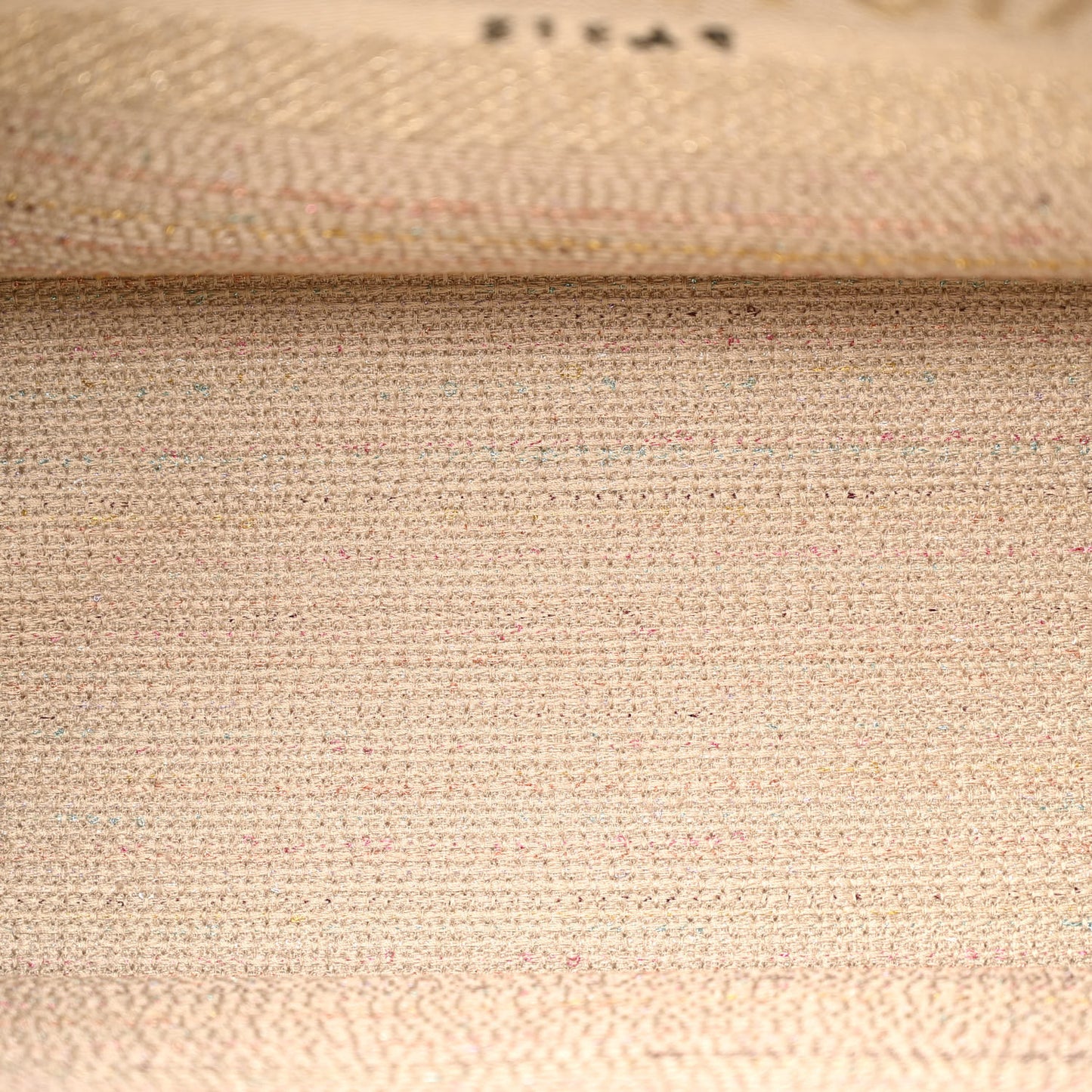 Canvas Embroidered Medium Stripes Book Tote Beige Multicolor
