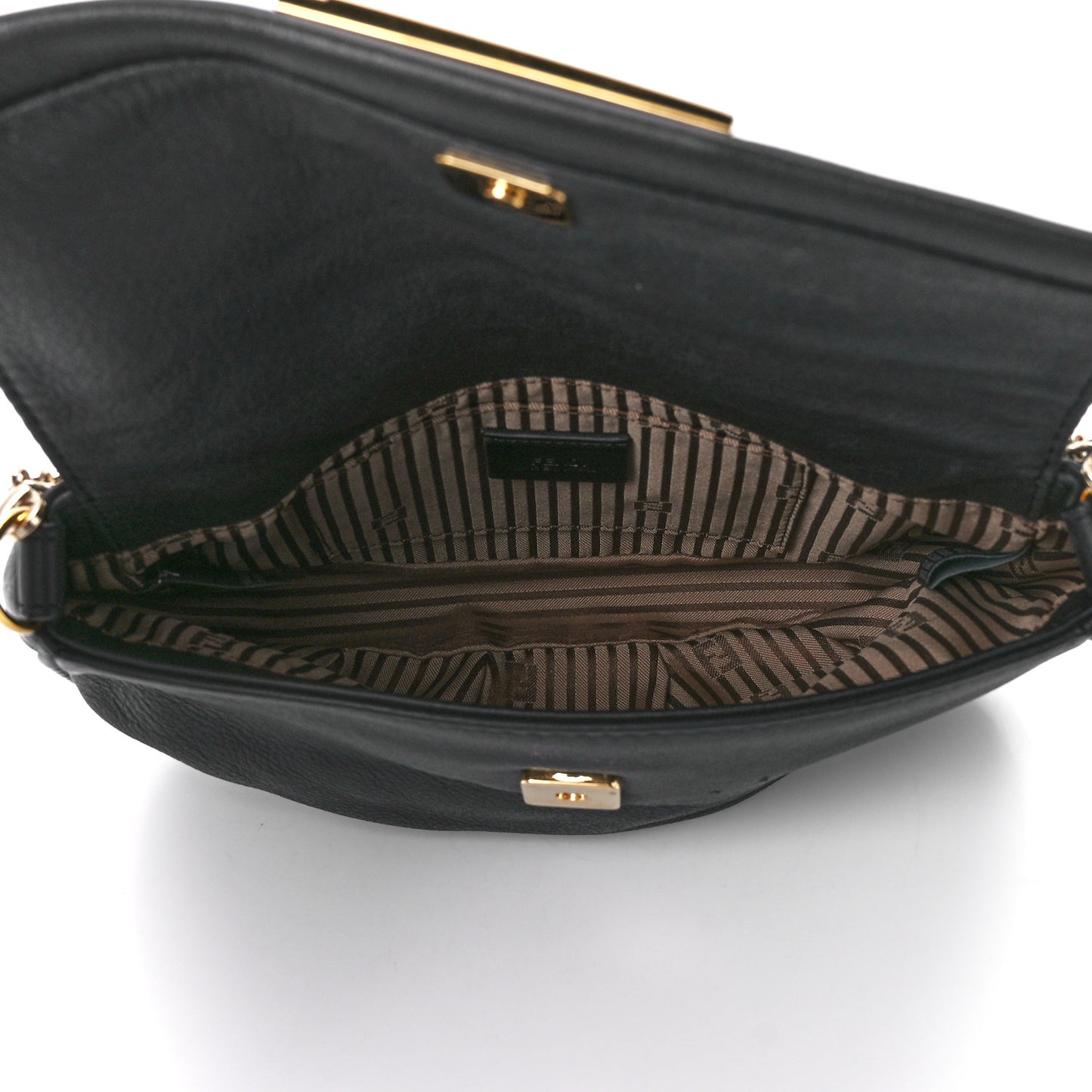 Vitello Flamingo Fendista Pouchette Crossbody Black