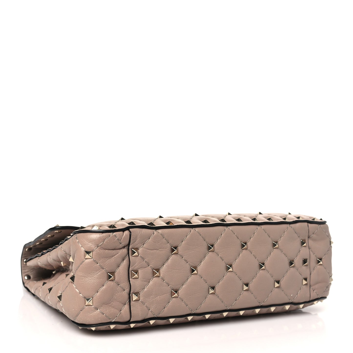 Lambskin Medium Rockstud Spike Shoulder Bag Poudre