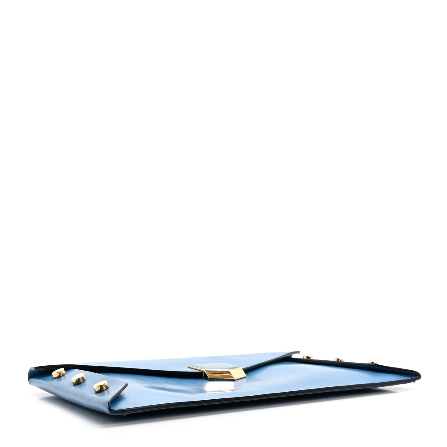 Calfskin Lockett Envelope Clutch Robot Blue
