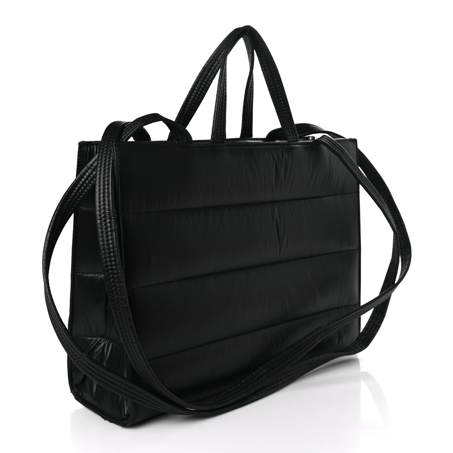 Nylon Large Puff Shopping Bag Black
