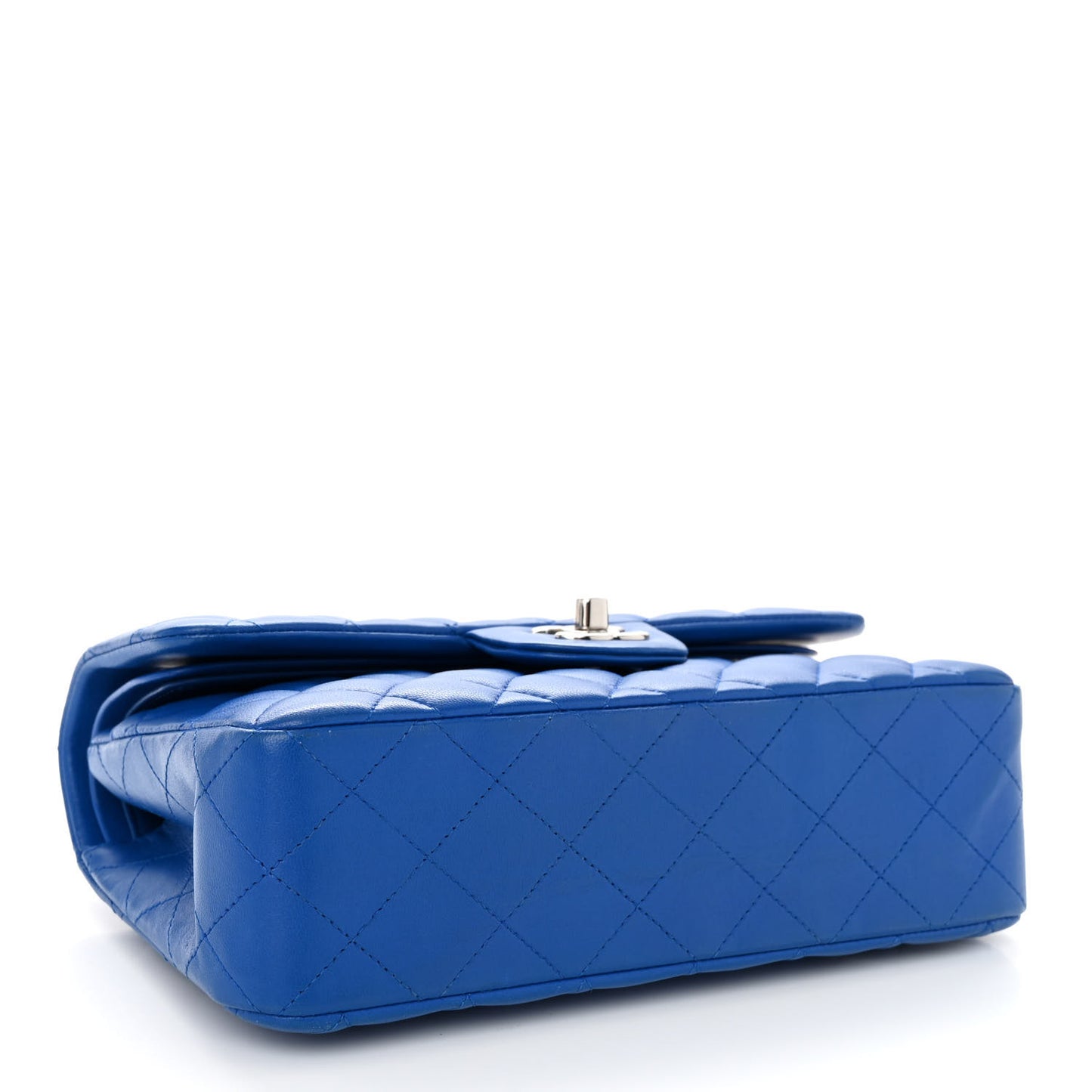 Lambskin Quilted Small Double Flap Blue