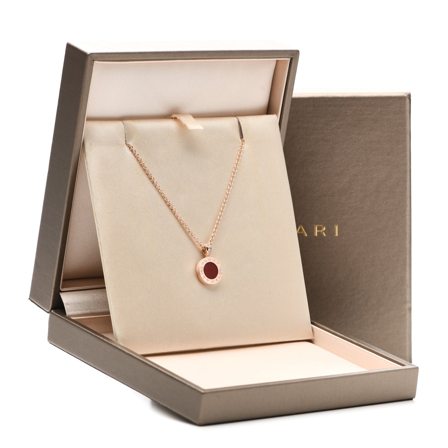 18K Rose Gold Diamond Mother of Pearl Carnelian BVLGARI BVLGARI Pendant Necklace