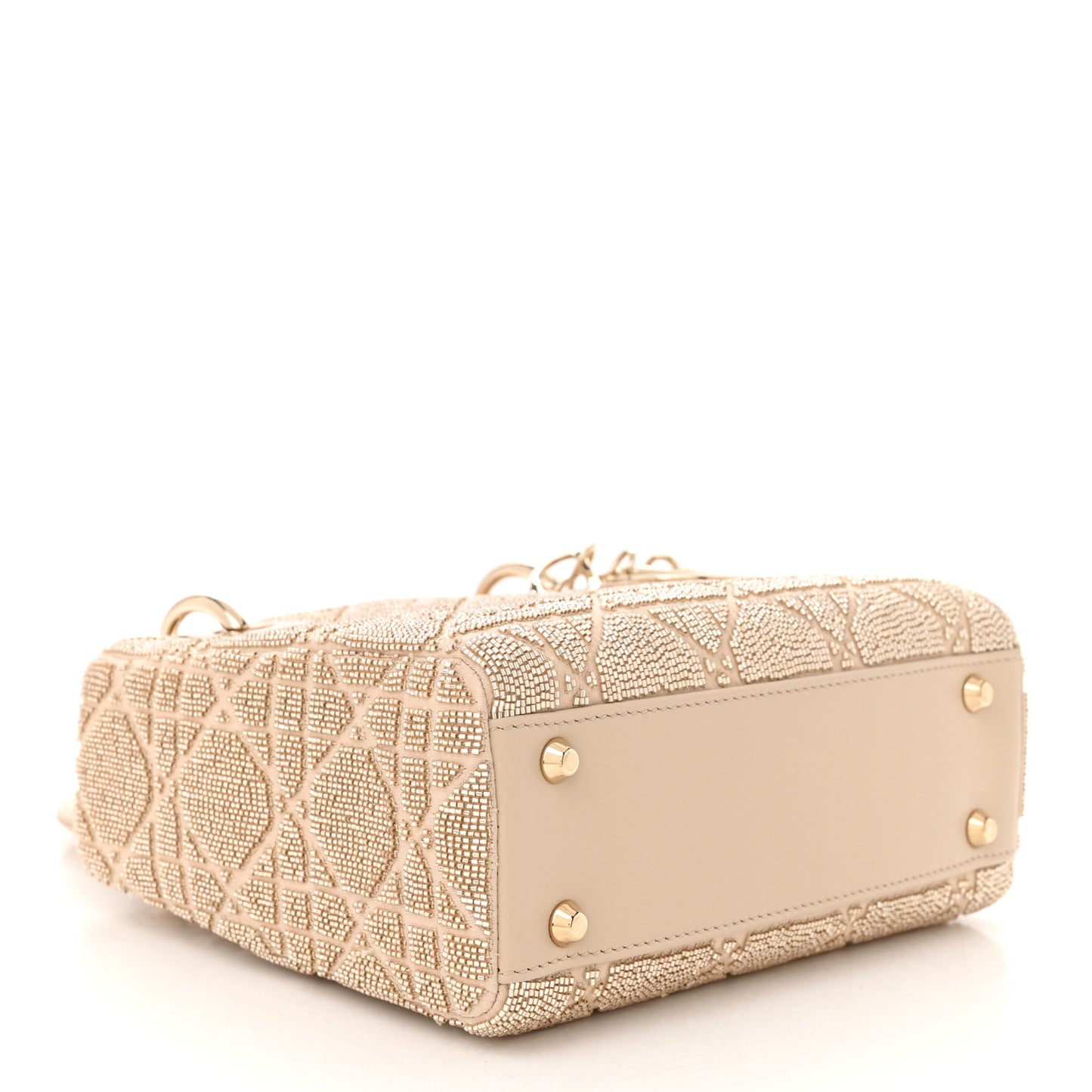 Lambskin Cannage Beaded Embroidered Mini Lady Dior Caramel Beige