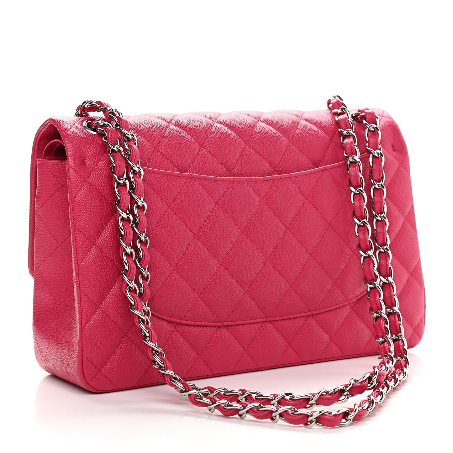 Caviar Quilted Jumbo Double Flap Dark Pink