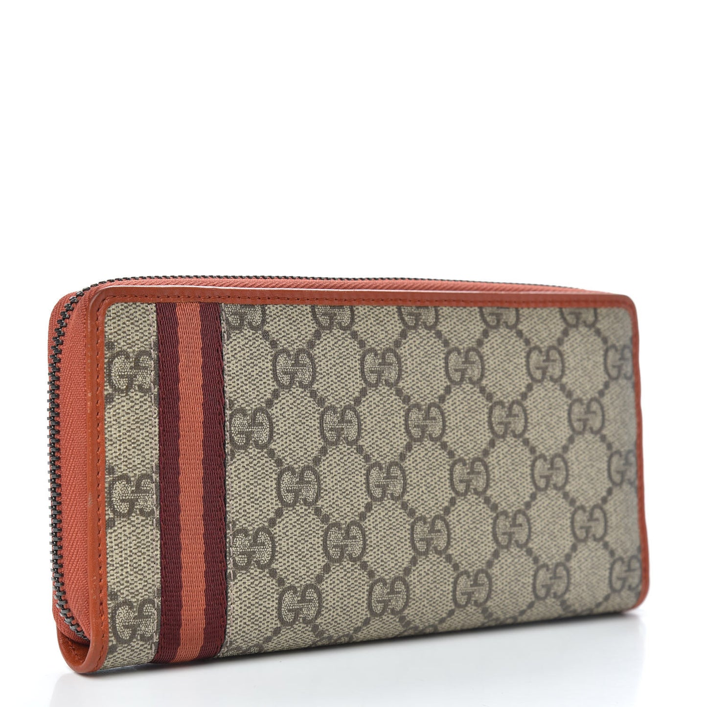 GG Supreme Monogram Web Zip Around Wallet Orange