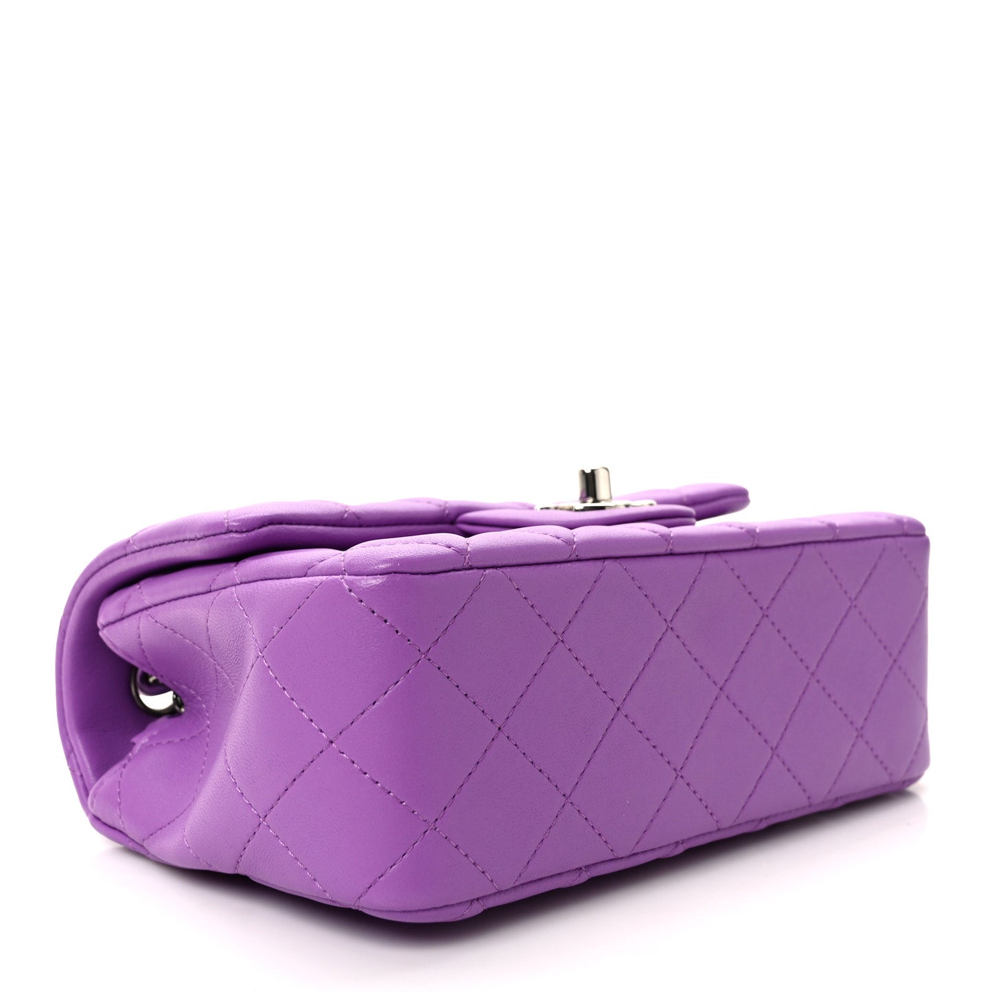 Lambskin Quilted Mini Rectangular Flap Purple