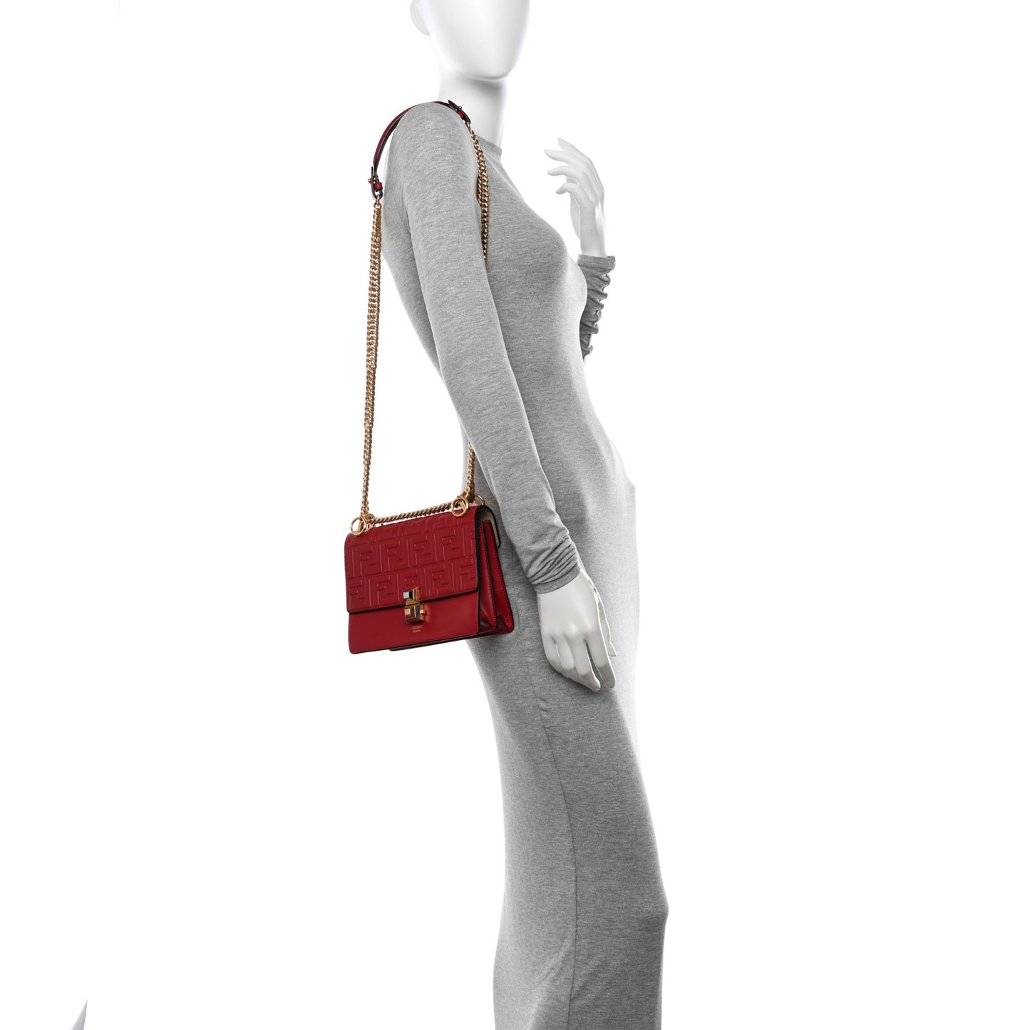 Vitello Liberty FF 1974 Embossed Small Kan I Shoulder Bag Fragola