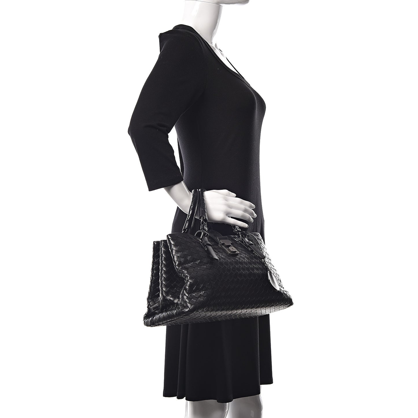 Light Calf Intrecciato Small Roma Black