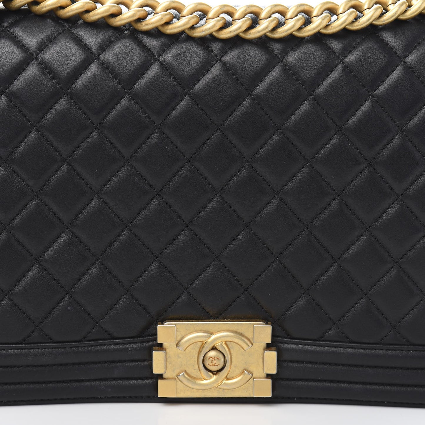 Lambskin Quilted New Medium Boy Flap Black