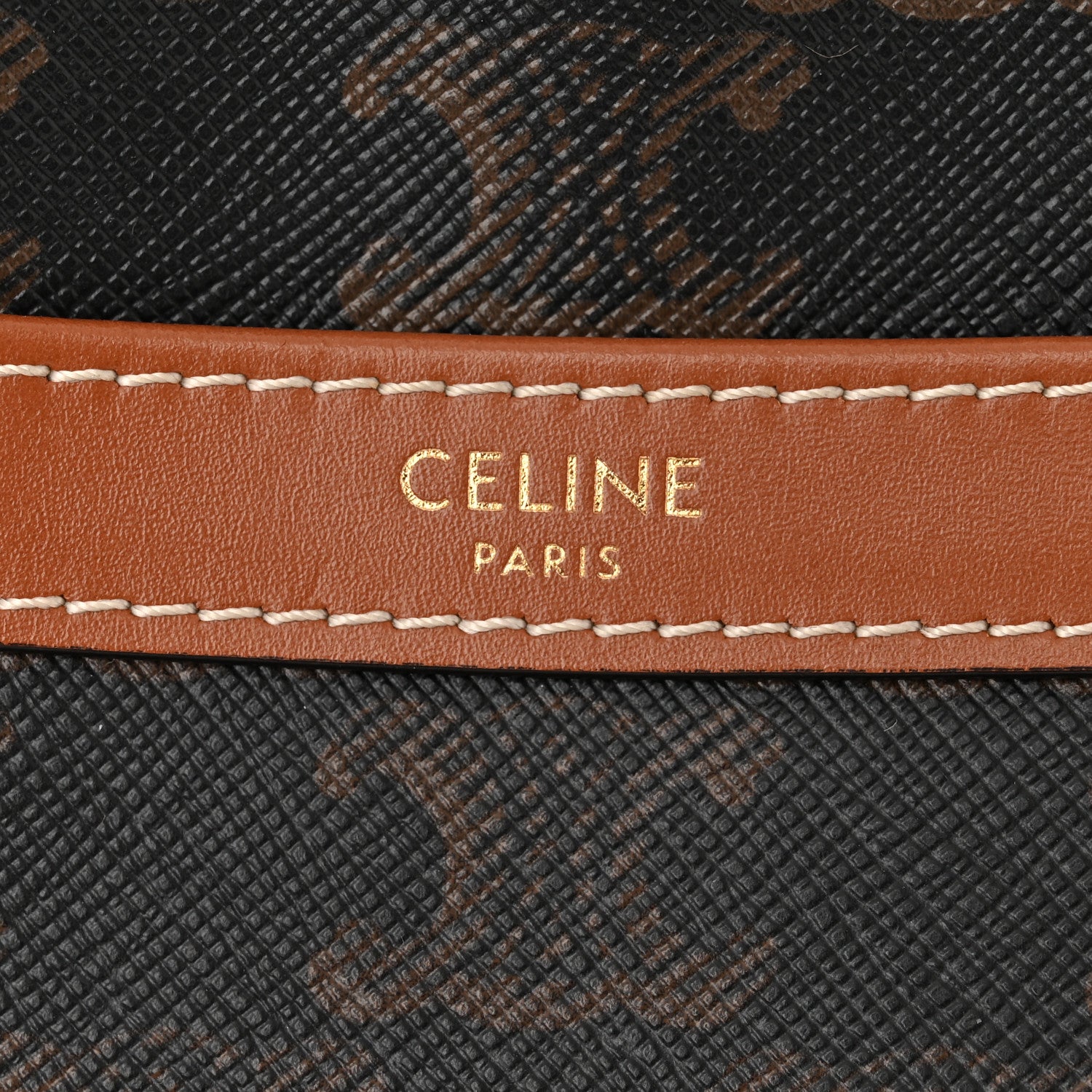 Celine Triomphe Canvas Calfskin Medium Patapans Tan 6 of 11