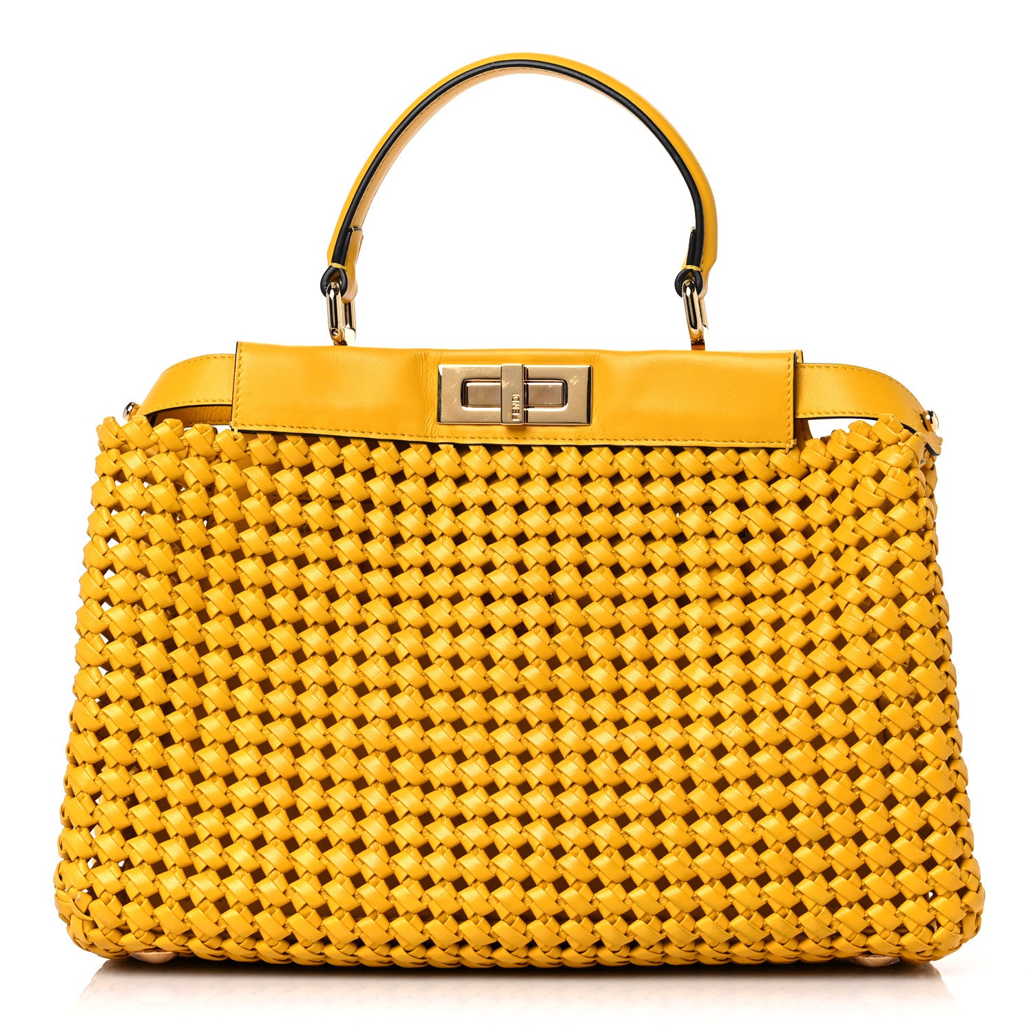 Fendi Nappa Matisse Intreccio Medium Peekaboo Iconic Satchel Mimosa 1 of 17