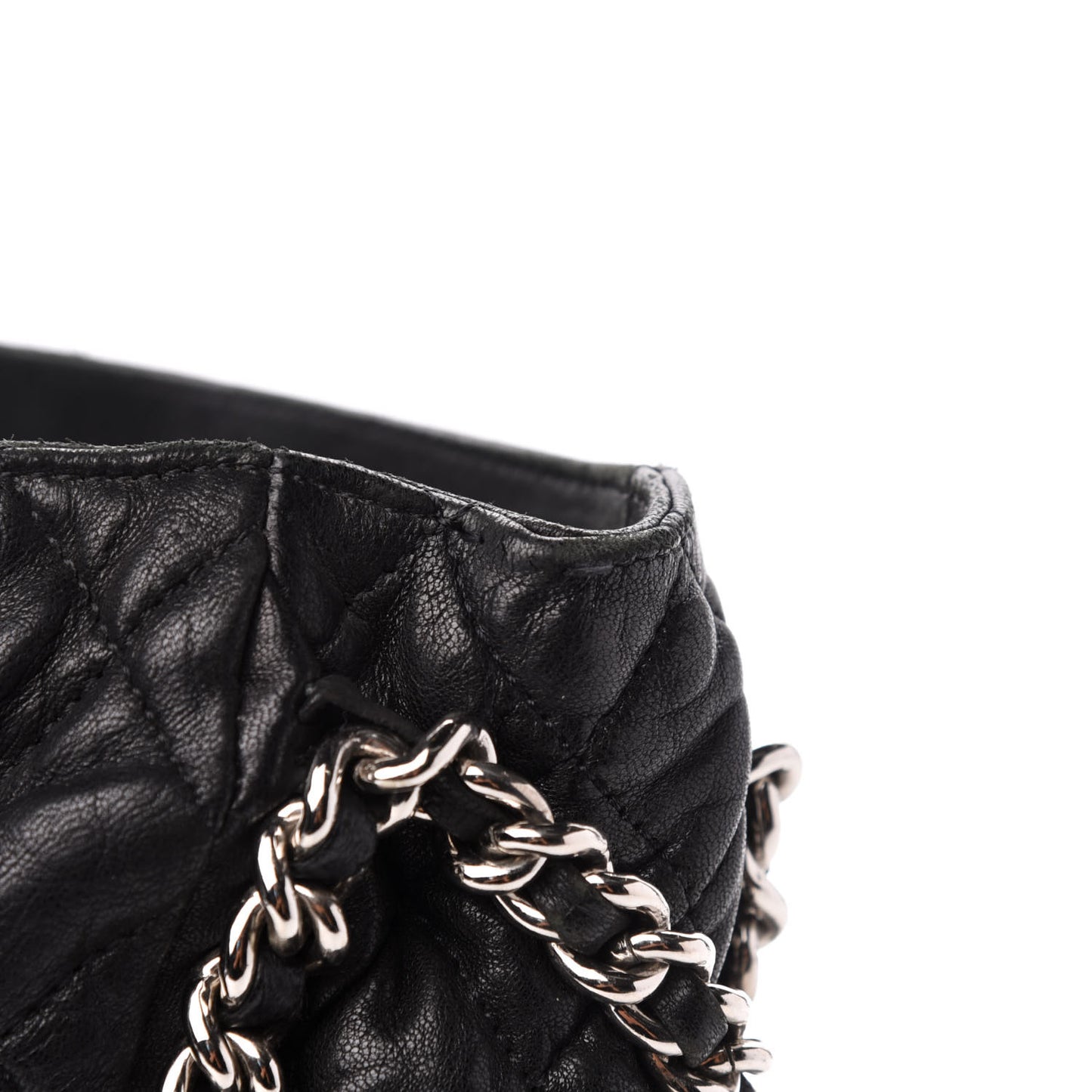 Washed Lambskin Quilted Maxi Chain Around Flap Black