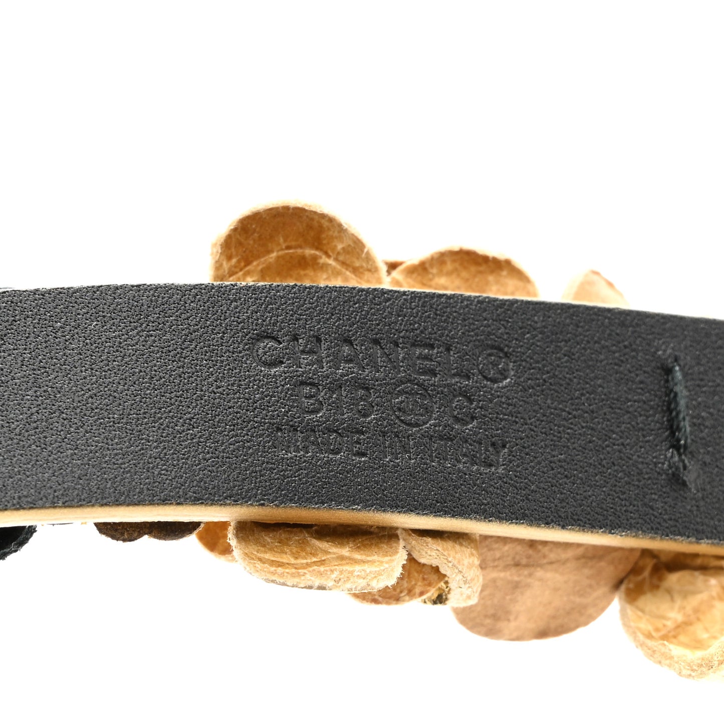 Metallic Lambskin CC Flower Belt 85 34 Gold