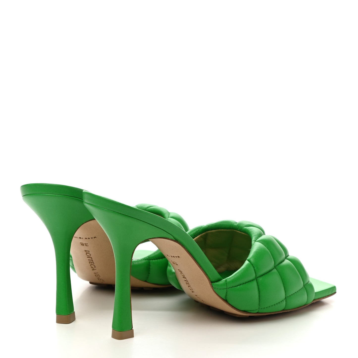 Nappa Matelasse Padded Mule Sandals 38 Parakeet