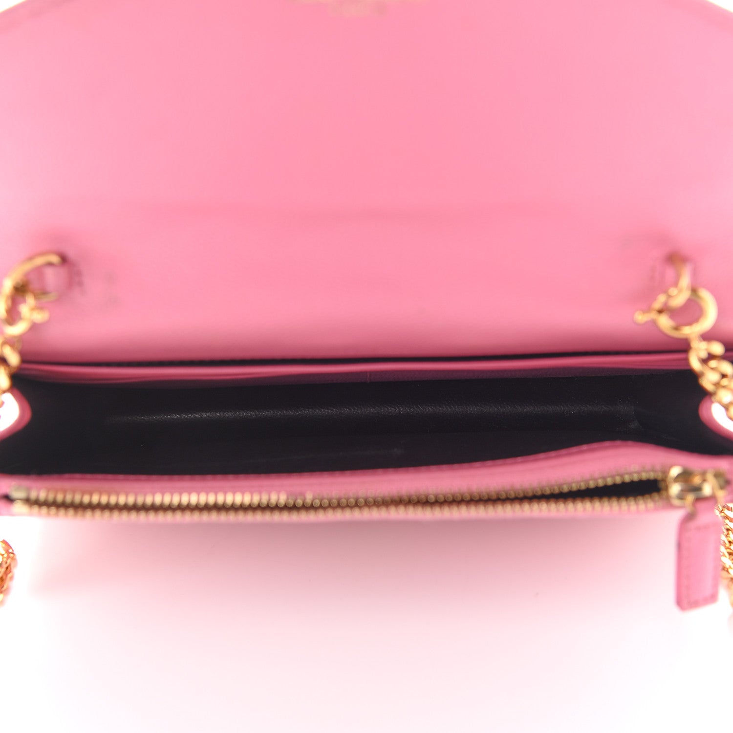 Saint Laurent Grain De Poudre Matelasse Chevron Monogram Envelope Chain Wallet Rose Clair 5 of 13