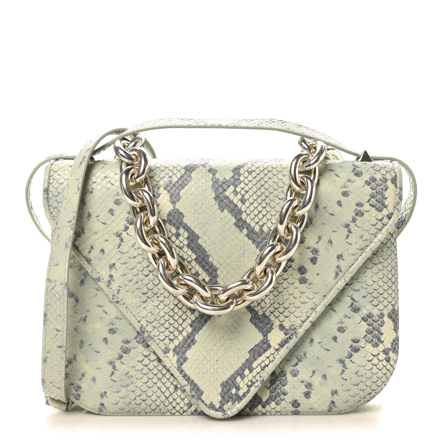 Bottega Veneta Snakeskin Mount Envelope Bag Green 1832896