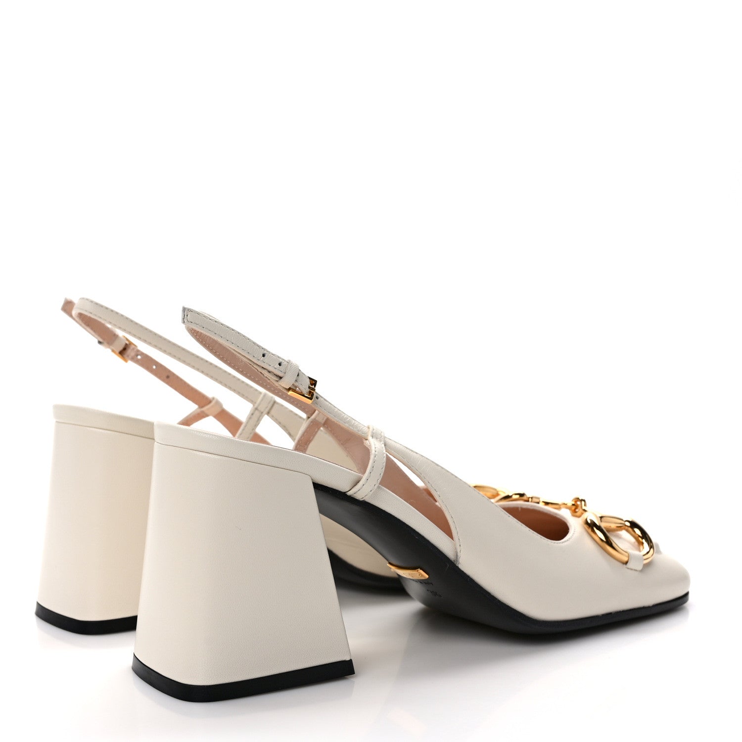 Gucci Malaga Kid Horsebit 75mm Slingback Pumps 38 Mystic White 4 of 9