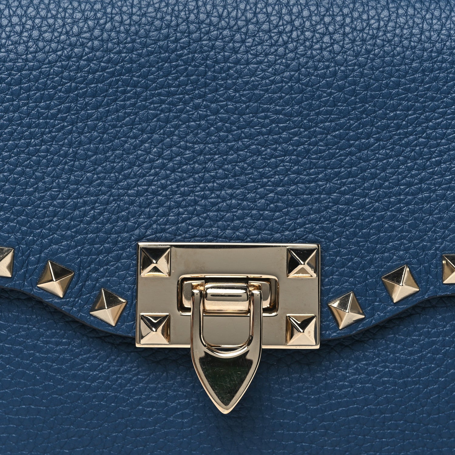 Valentino Garavani Pebbled Calfskin Medium Rockstud Flip Lock Crossbody Bag Peacock 7 of 9