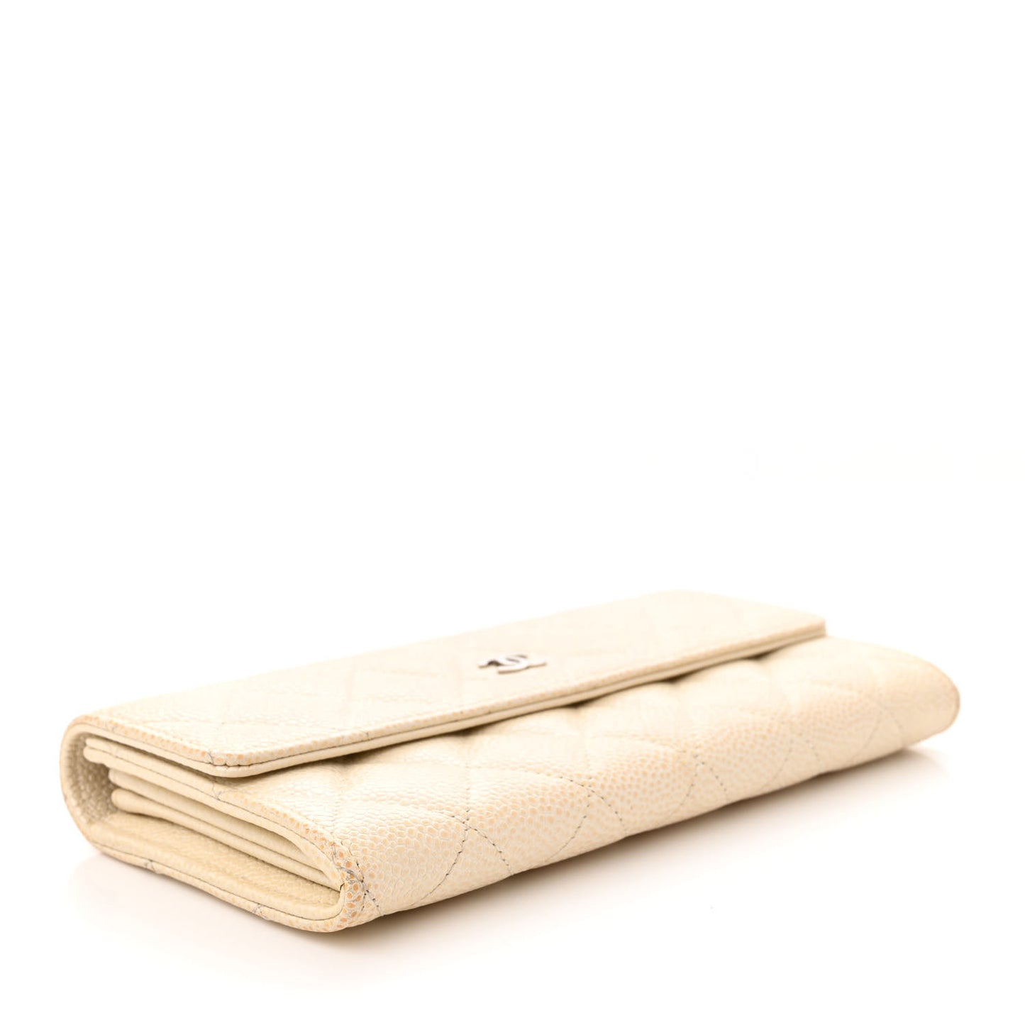 Caviar Quilted Large Flap Wallet Ivory