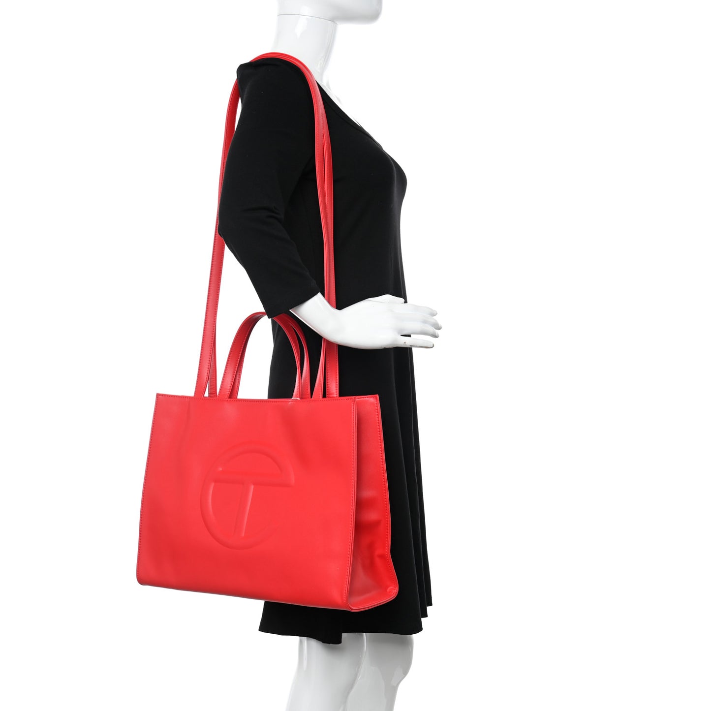Vegan Leather Medium Shopping Bag Red