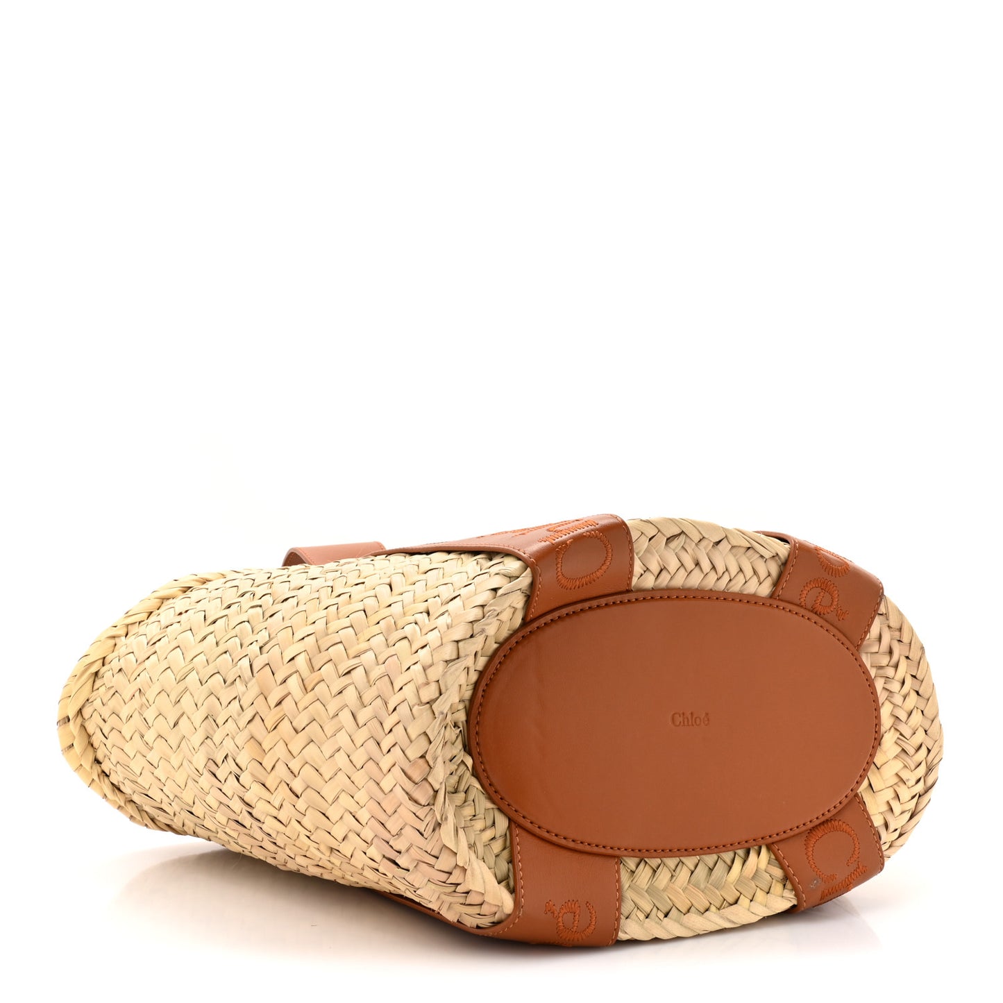 Palm Leaf Smooth Calfskin Medium Sense Basket Caramel