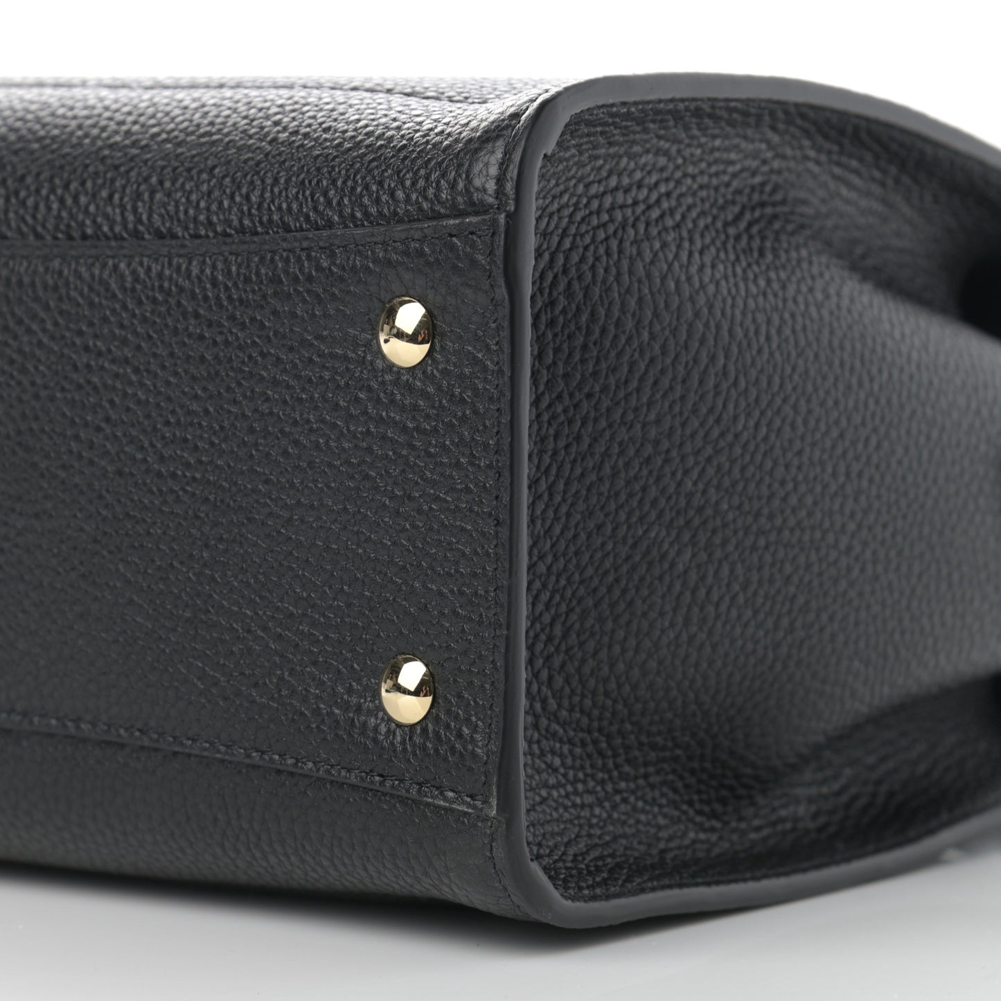 Hammered Calfskin Double Handle Small Amy Tote Black
