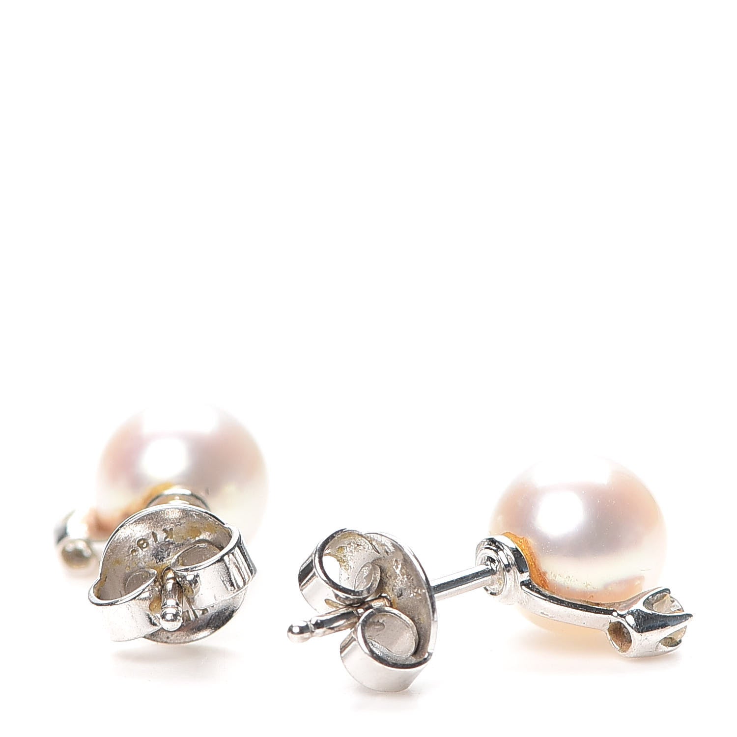 Mikimoto 18K White Gold Diamond Akoya Pearl 7-7.5mm Stud Earrings 3 of 5