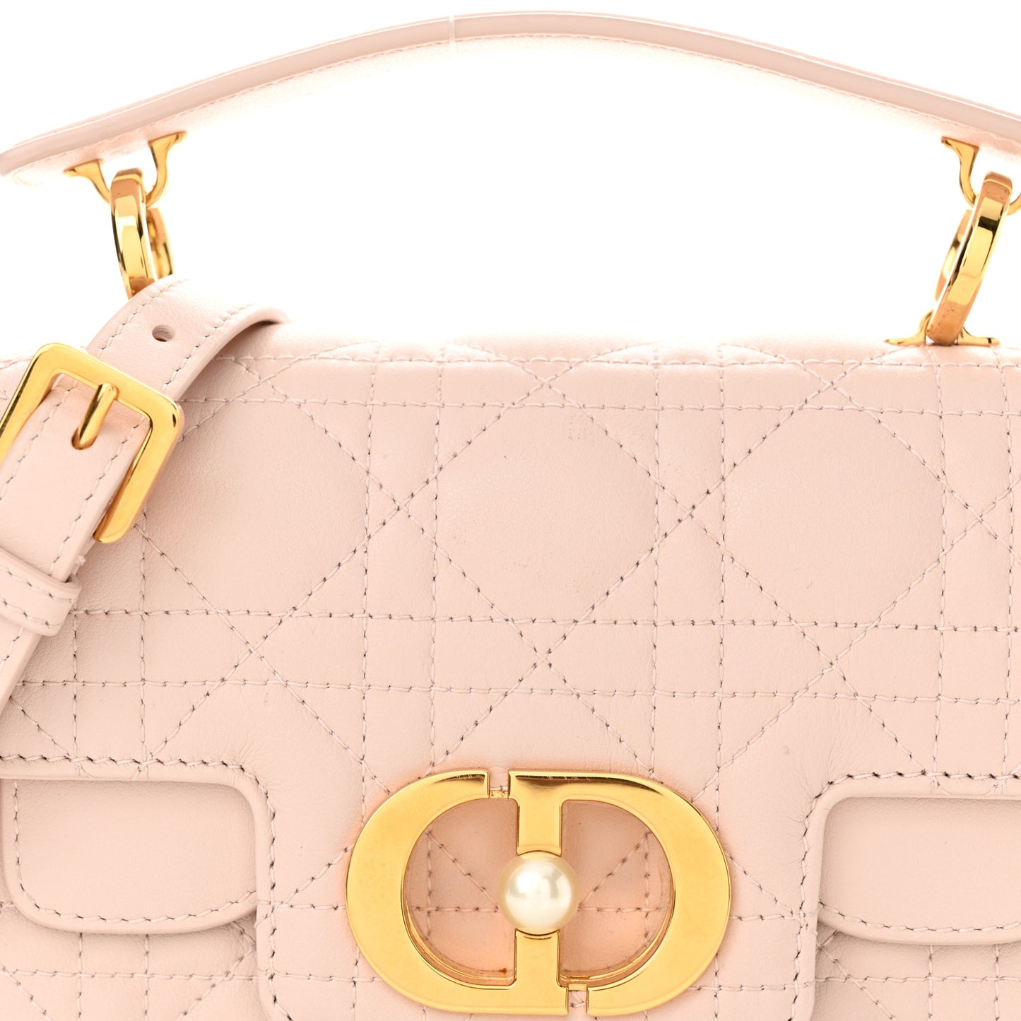 Lambskin Cannage Mini Jolie Top Handle Bag Powder Pink