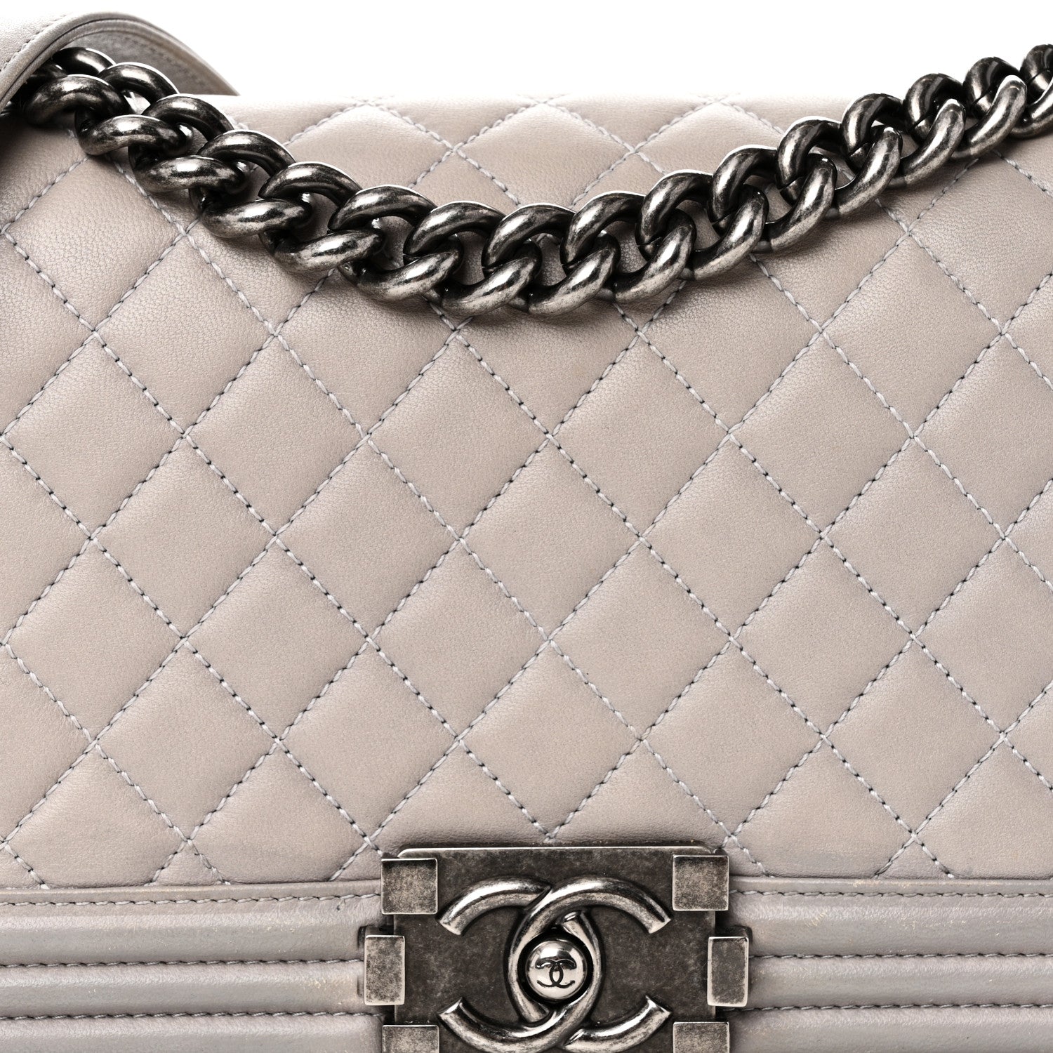 Chanel Lambskin Quilted Medium Boy Flap Grey 8 of 11