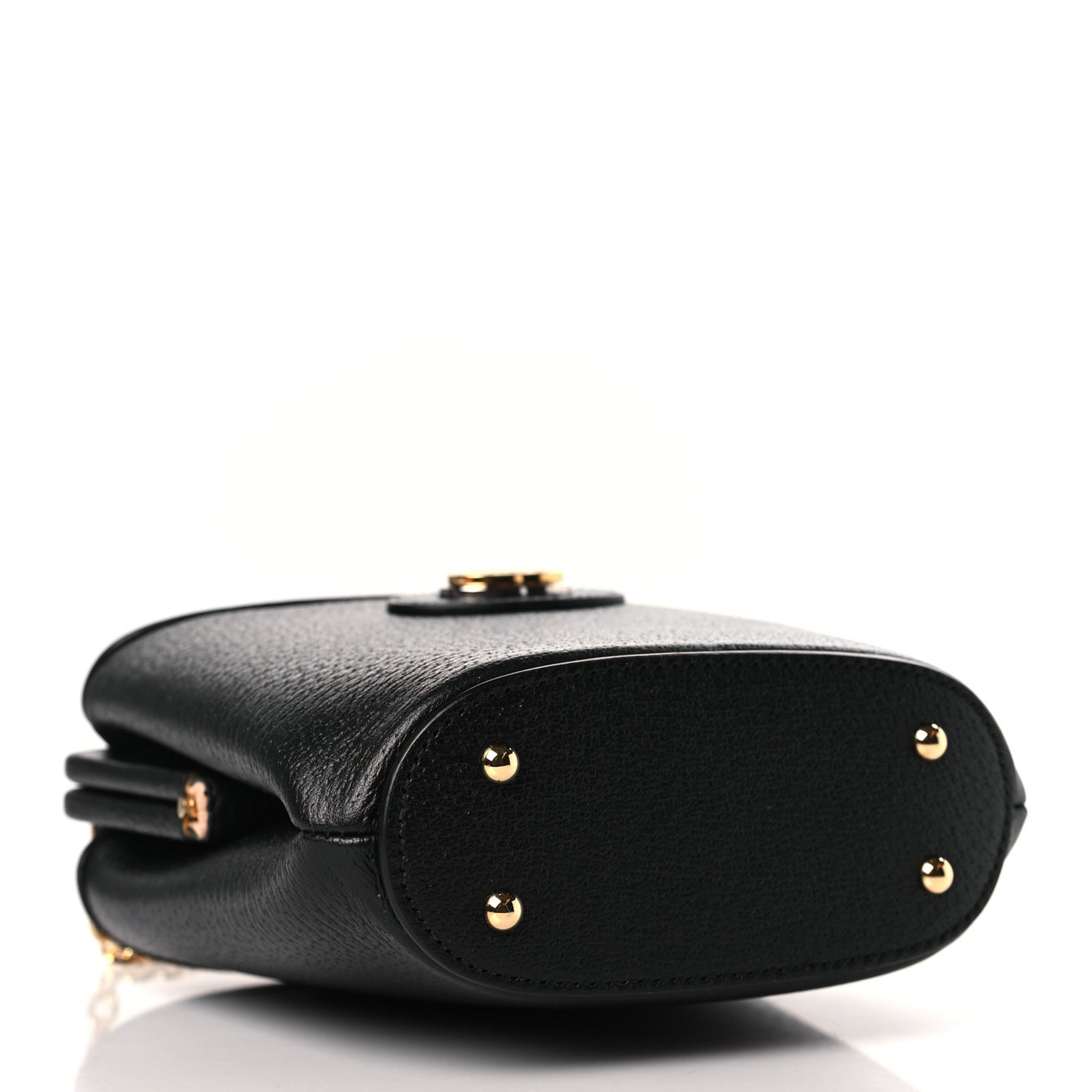 Textured Dollar Calfskin Bamboo Mini Marina Bucket Bag Black