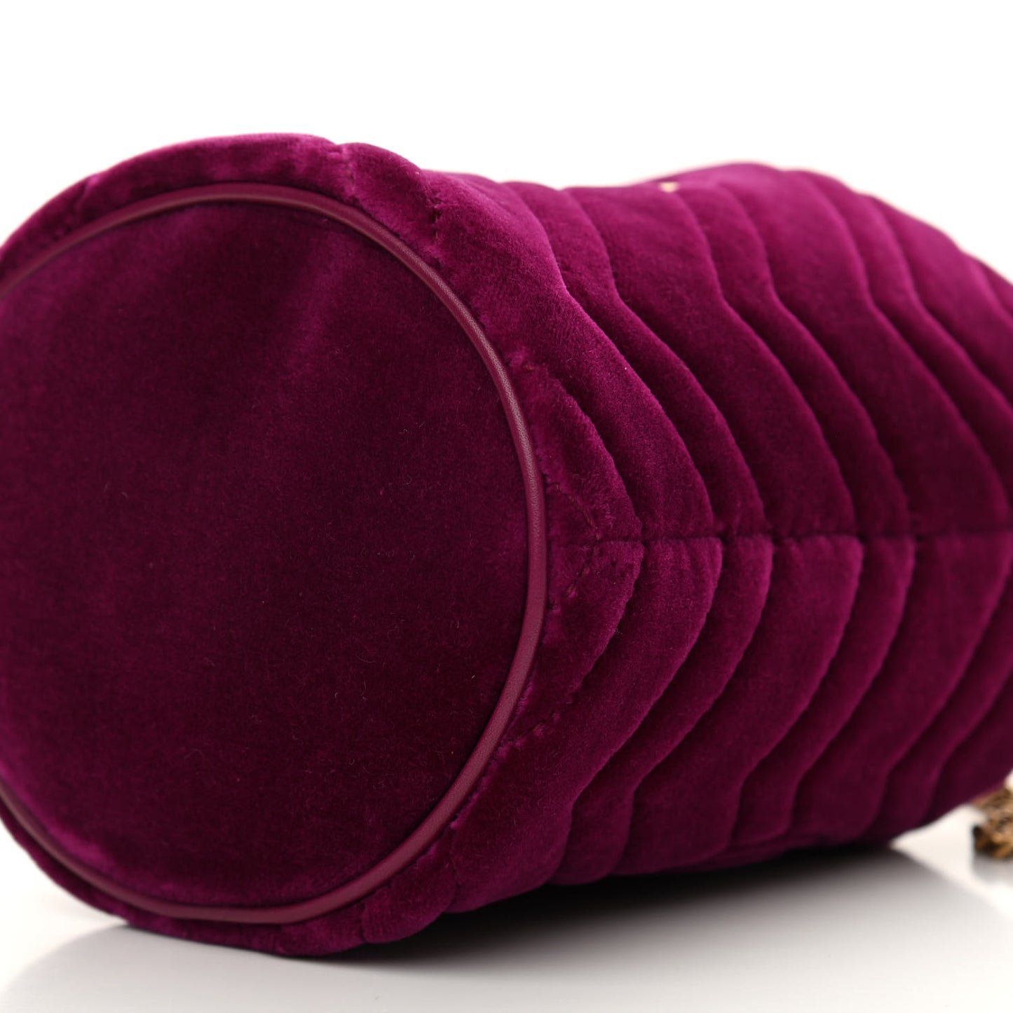 Velvet Matelasse Mini GG Marmont 2.0 Bucket Bag Fuchsia Violet Cyclamen