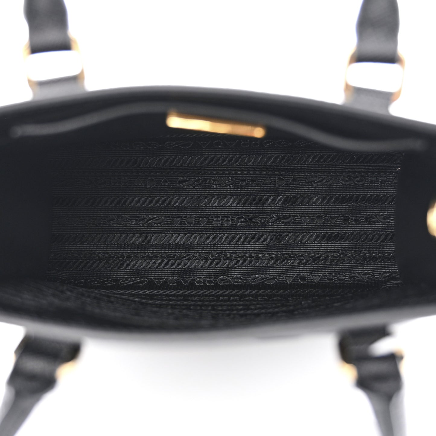 Saffiano Lux Triangle Logo Embossed Small Double Handle Crossbody Tote Black