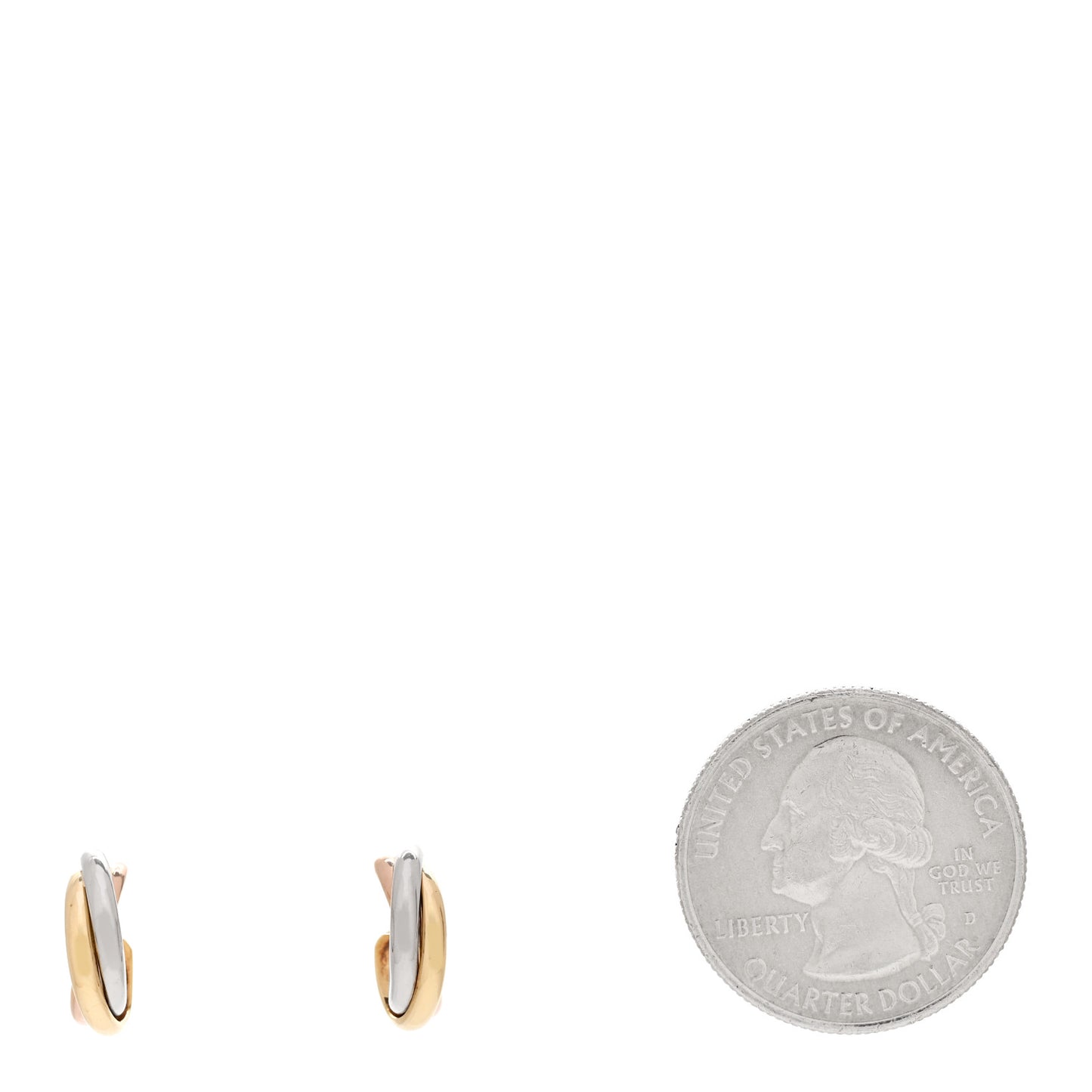18K Pink Yellow White Gold Small Trinity Hoop Earrings