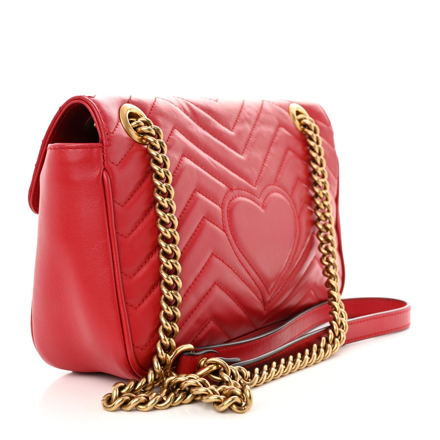 Calfskin Matelasse Small GG Marmont Shoulder Bag Hibiscus Red