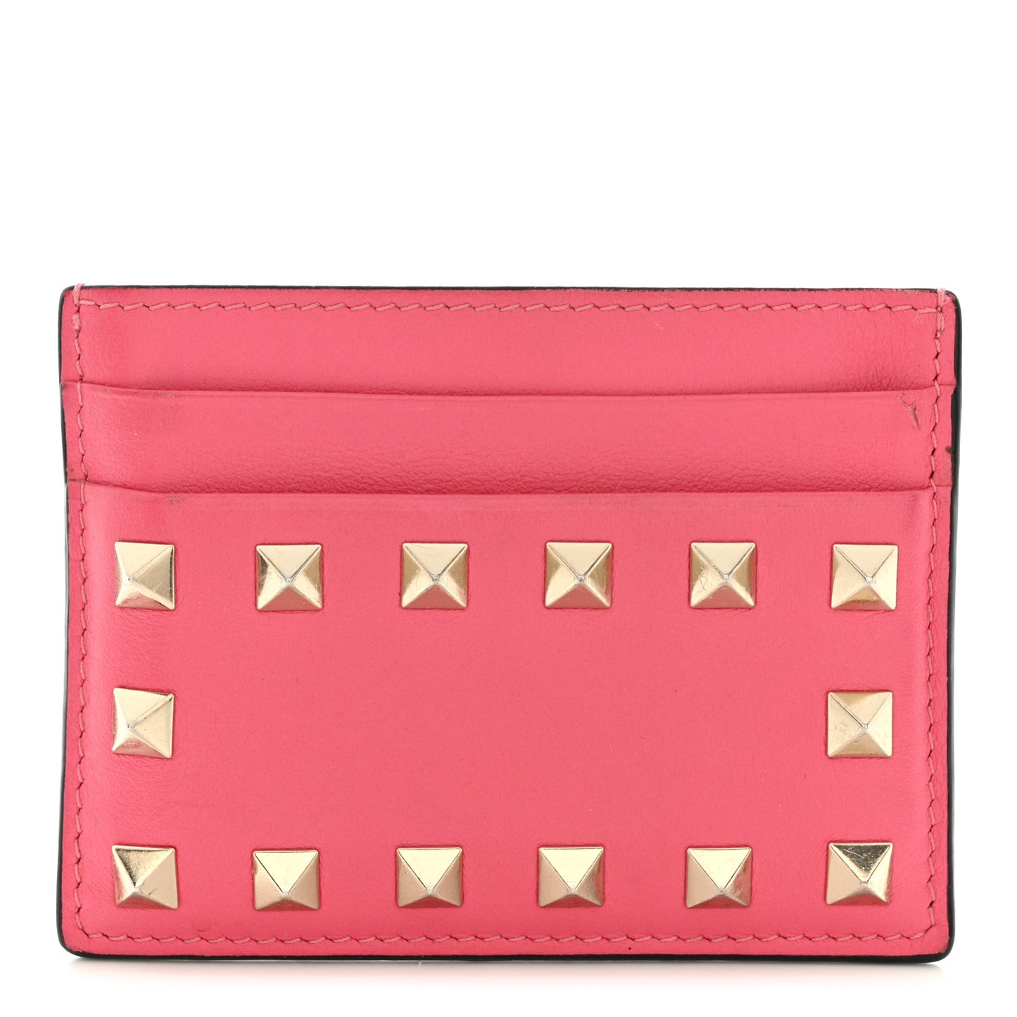 Vitello Rockstud Card Holder Shadow Pink