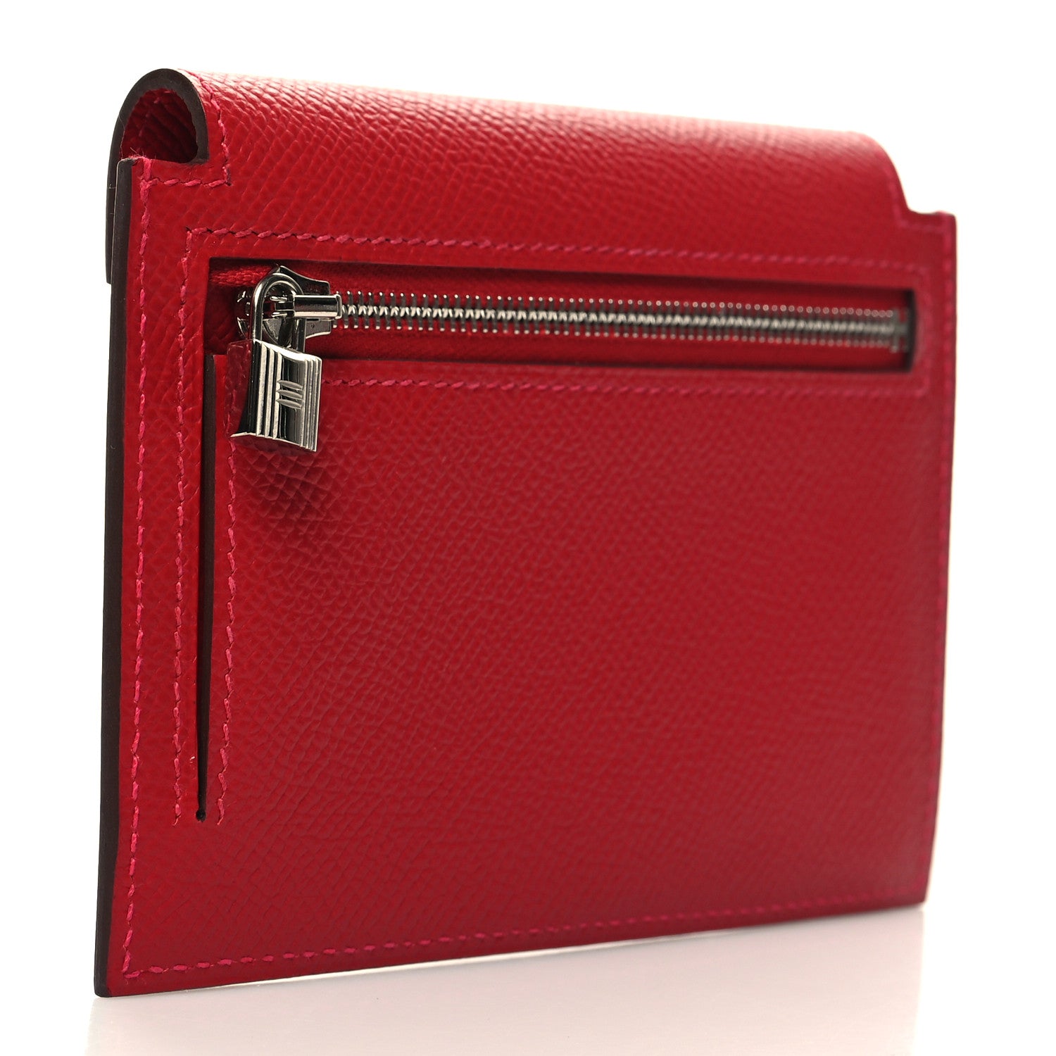 Hermes Epsom Kelly Pocket Compact Wallet Rouge Casaque 3 of 9