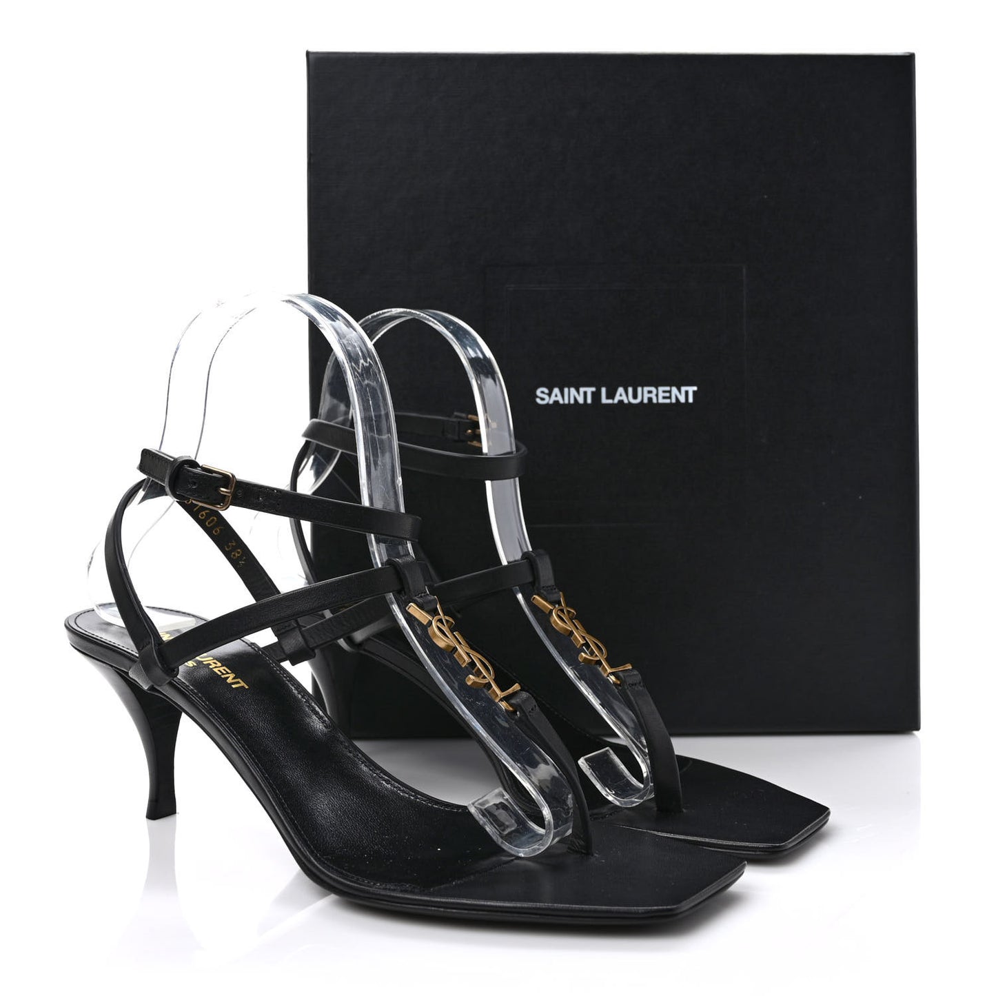 Calfskin Cassandra 60 Ankle Strap Sandals 38.5 Black