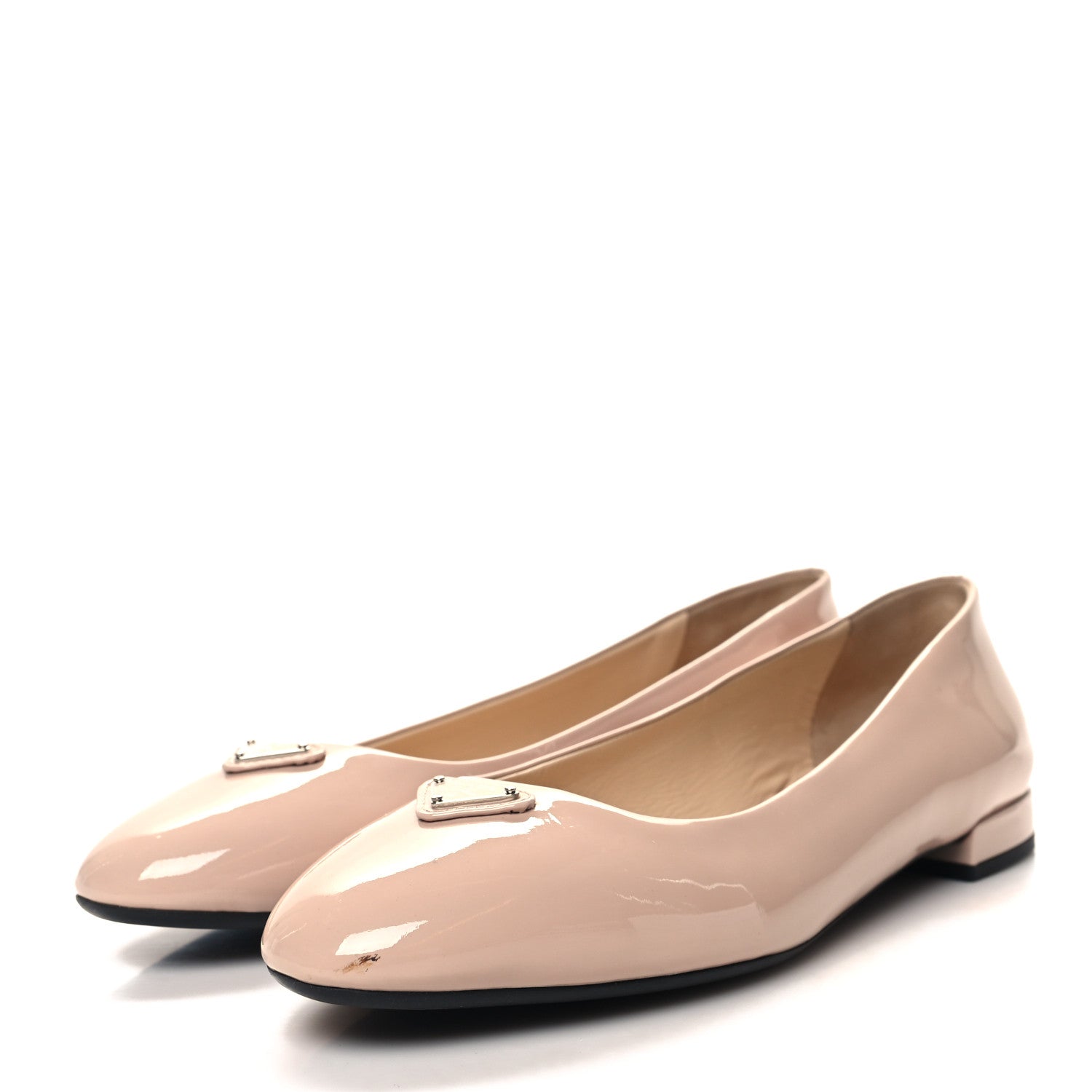 Prada Patent Triangle Ballerina Flats 39.5 Cipria 3 of 10