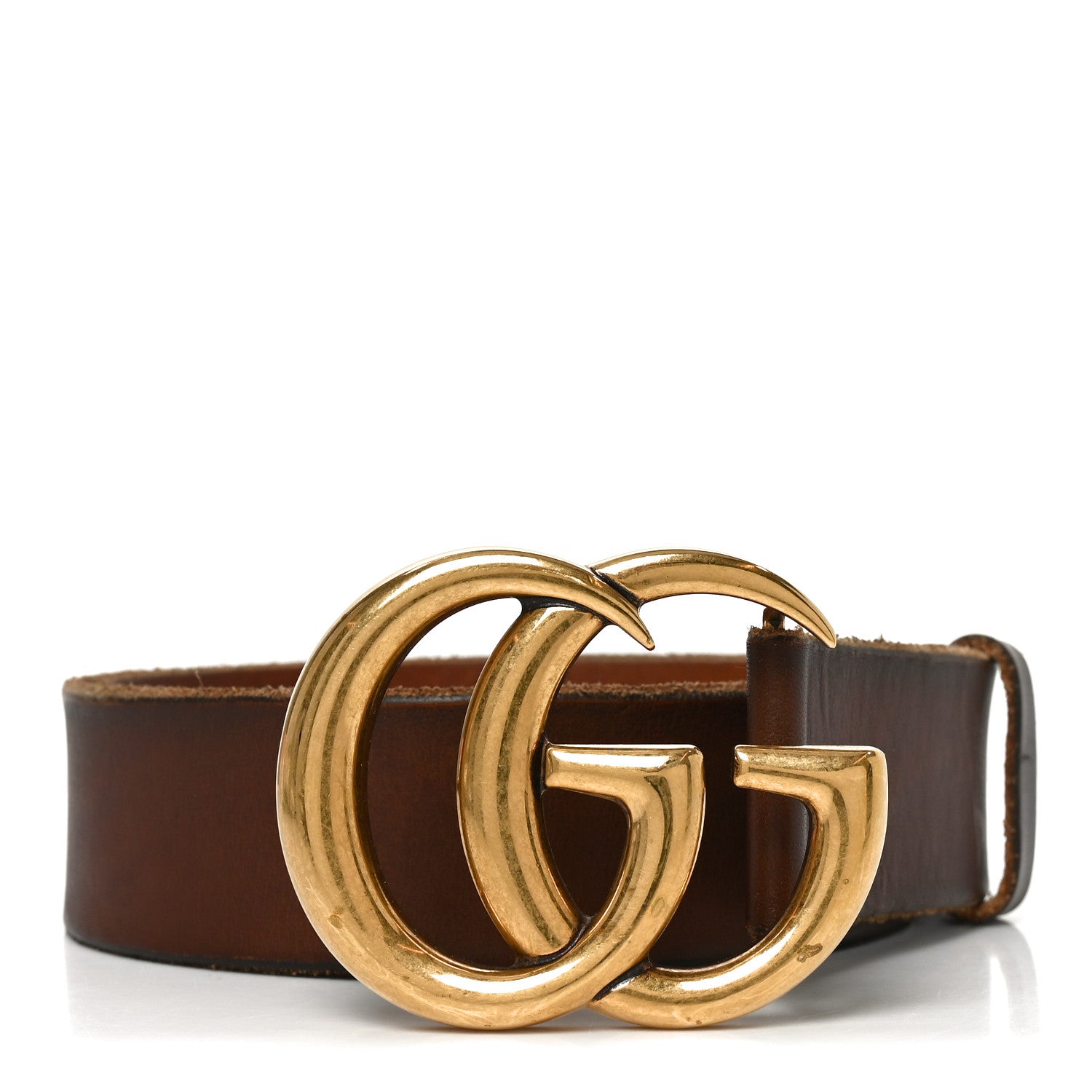 【1回使用】GUCCI レザーベルト ブラウン 80・32 Gucci Faded Calfskin Double G 40mm Belt 80 32 Belt Cuir 1903038