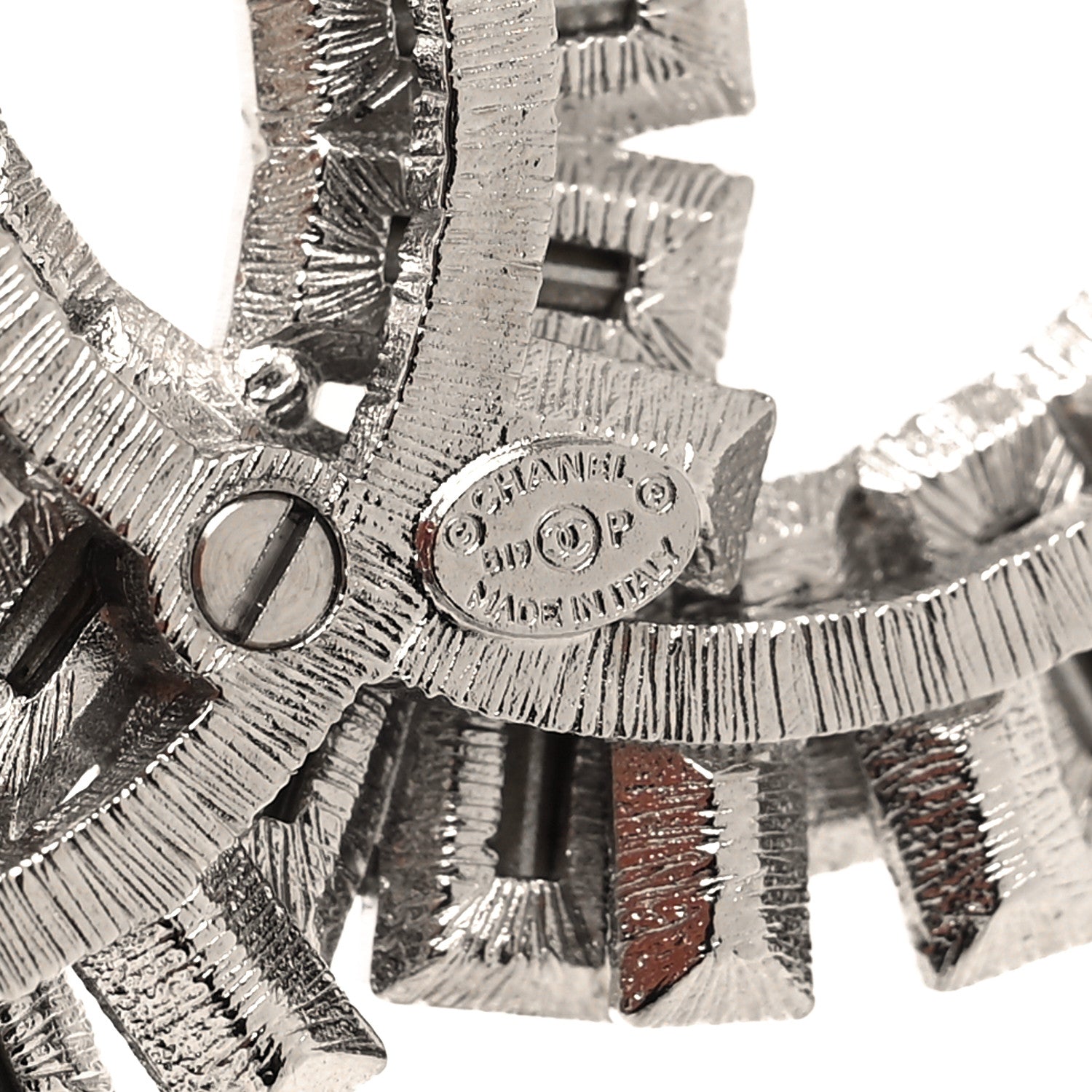 Chanel Crystal Baguette CC Brooch Silver Black 3 of 4