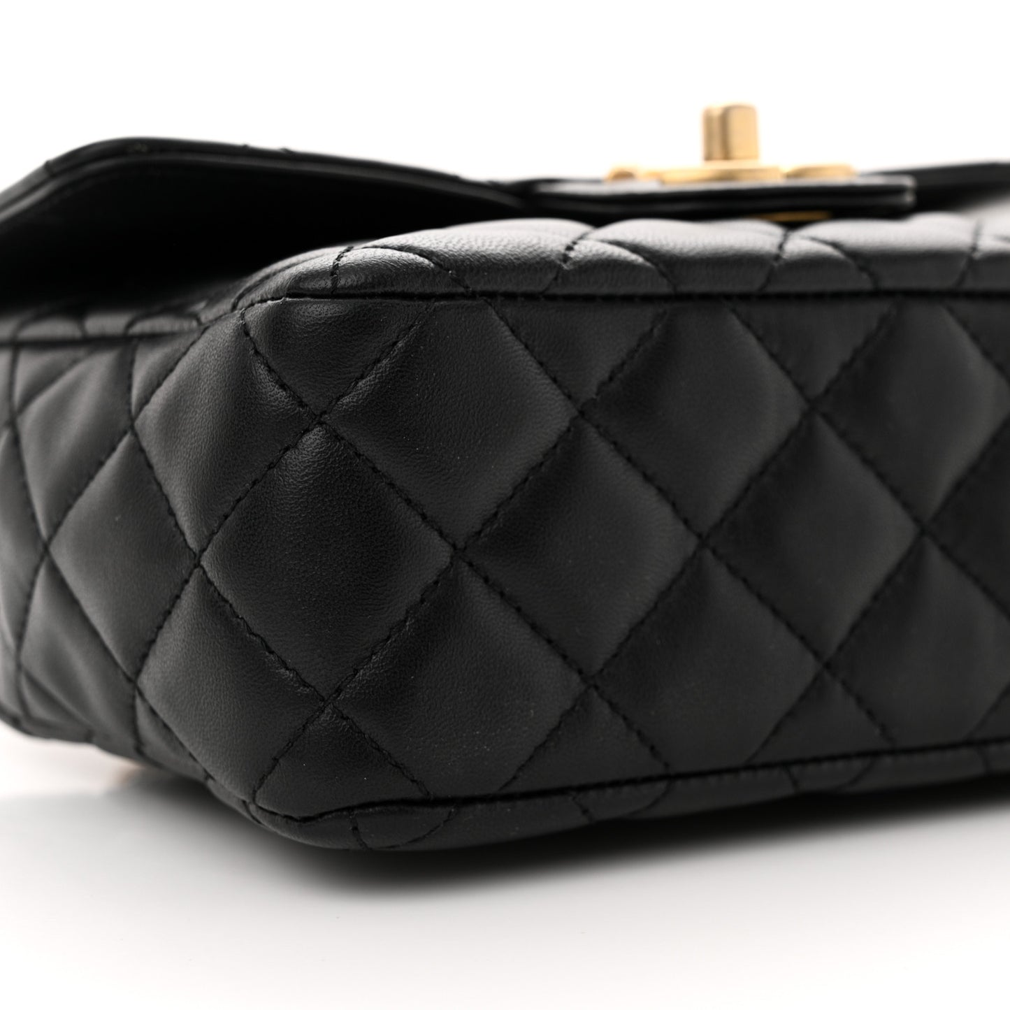 Lambskin Enamel Quilted Mini Flap Black