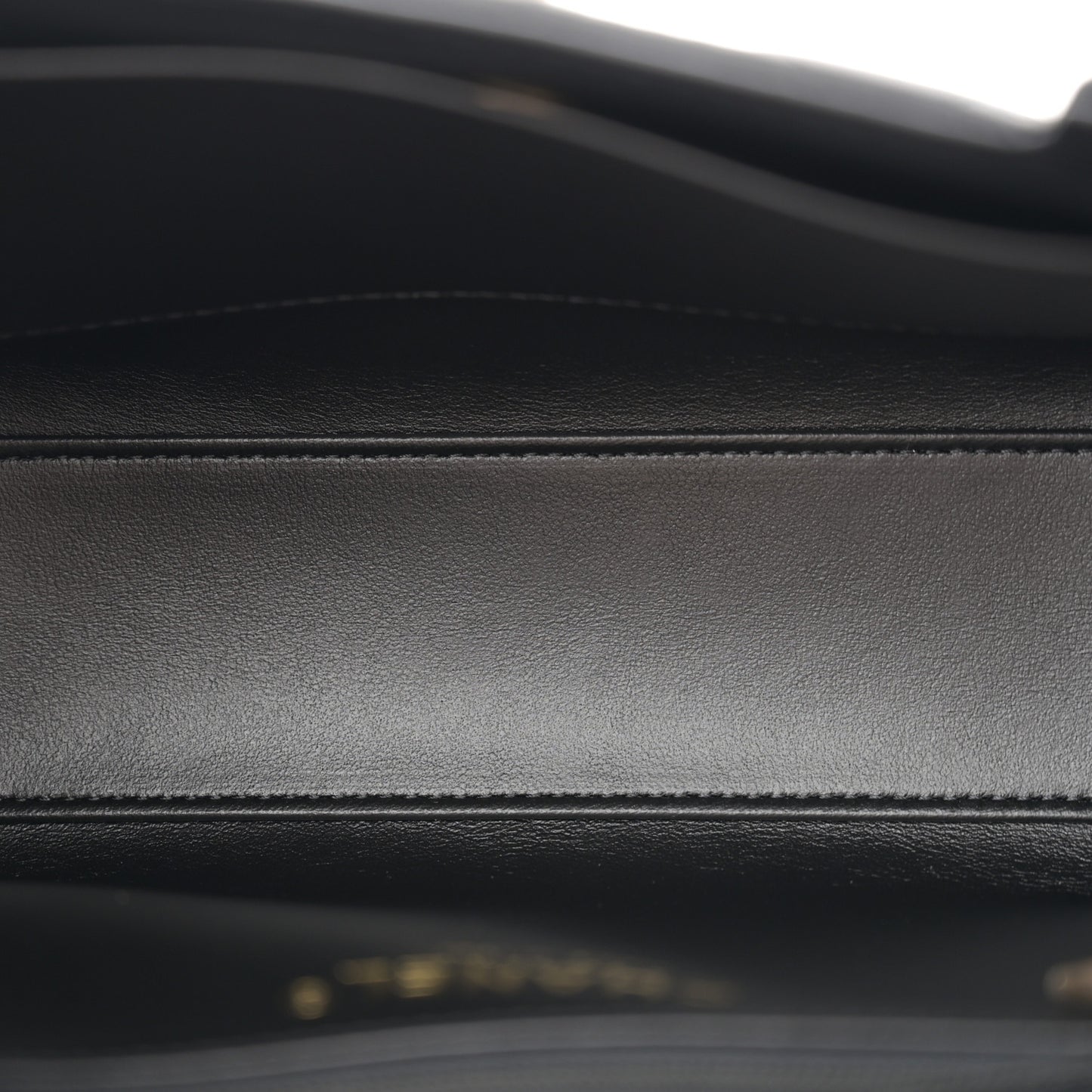 Shiny Aged Calfskin Quilted Nano Kelly Shopper Black