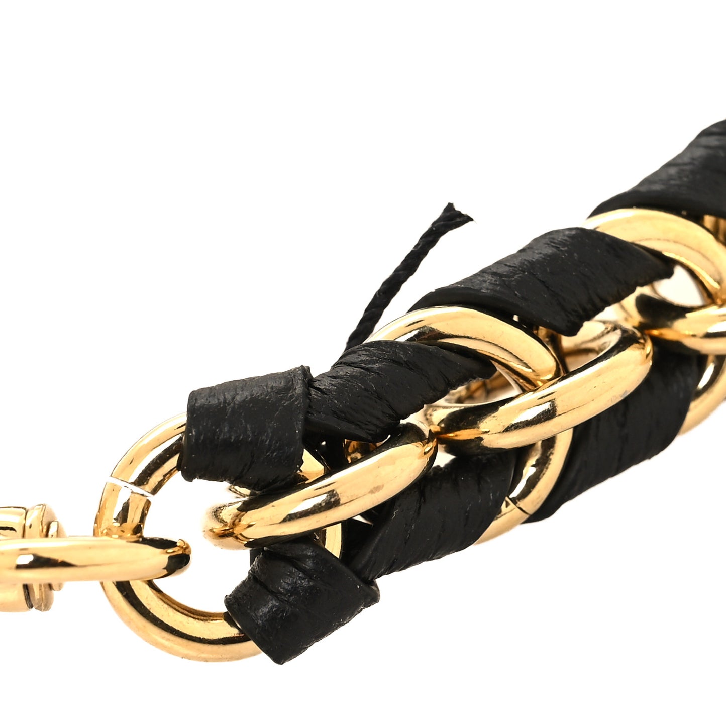 Calfskin Vanity Chain Pouch Shoulder Strap Black Gold